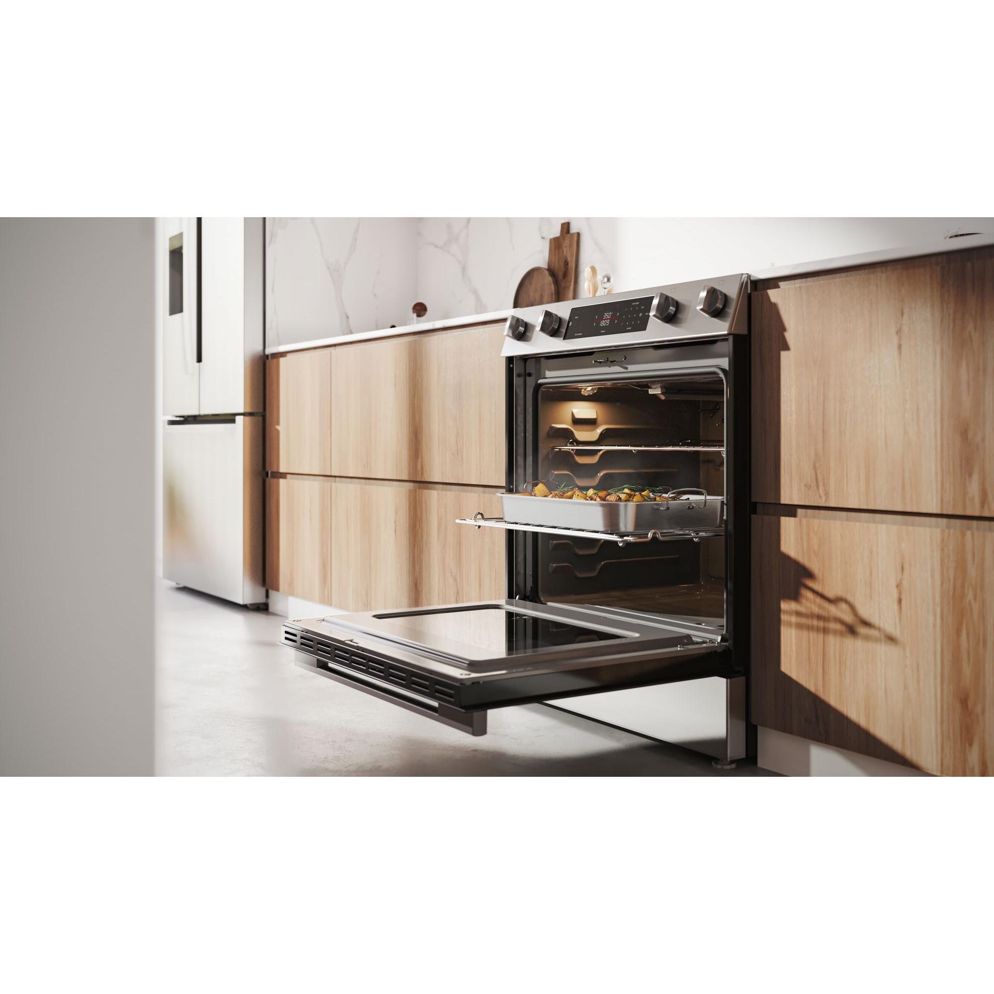 Bosch 100 Series 30 in. 5.8 cu. ft. Air Fry Standard Convection Slide-In Electric Range with Smoothtop Burners - Stainless Steel, , hires
