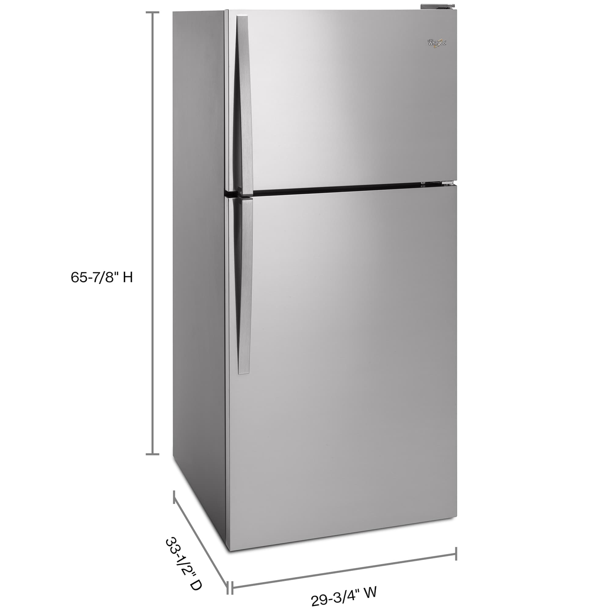 Whirlpool 30 in. 18.2 cu. ft. Top Freezer Refrigerator - Monochromatic Stainless Steel, Monochromatic Stainless Steel, hires