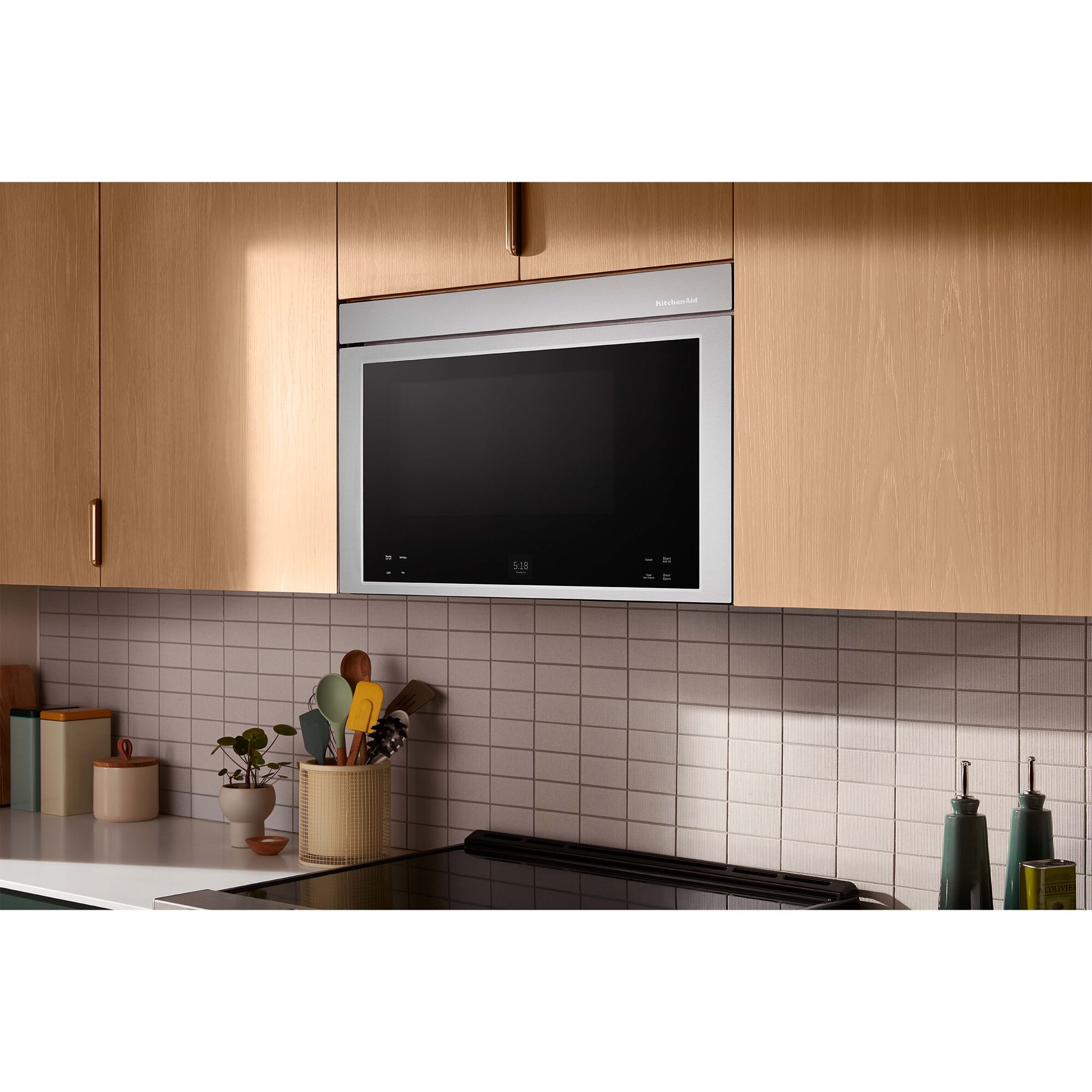 KitchenAid 30 in. 1.1 cu. ft. 950W Smart Over-the-Range Microwave with 400 CFM, Convection & Sensor Cooking - Stainless Steel, Stainless Steel, hires