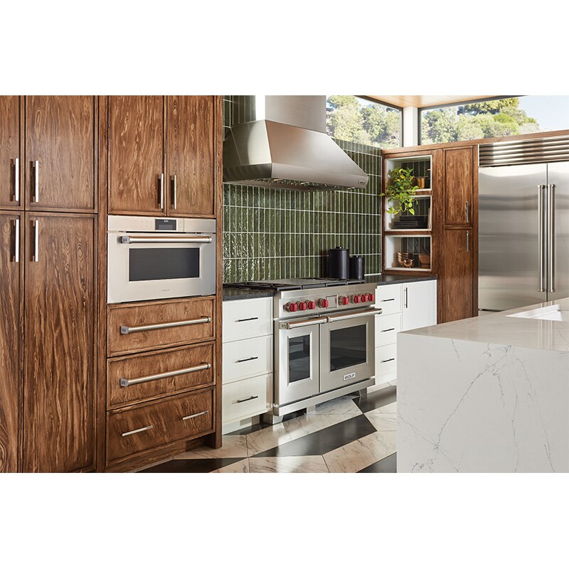 Wolf 48 in. Ducted Chimney Style Range Hood with 3 LED Lights - Stainless Steel, , hires