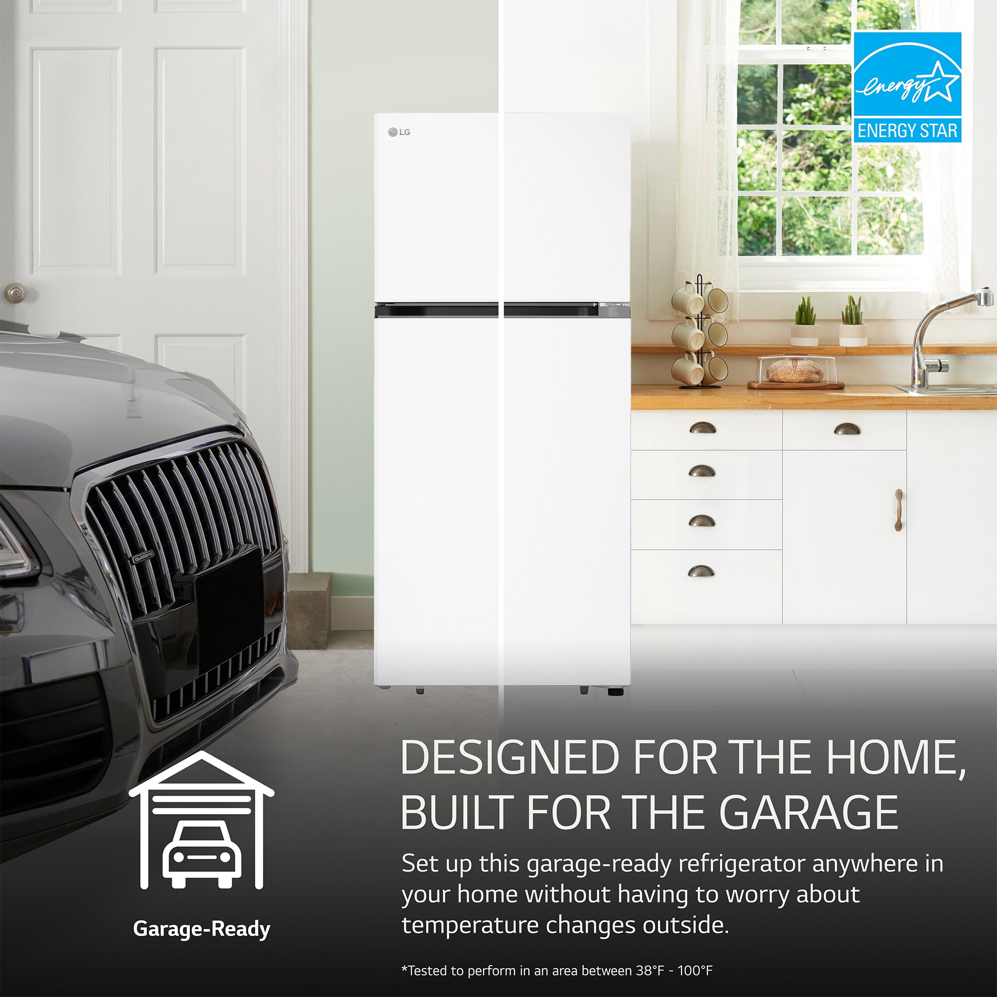 LG 28 in. 17.5 cu. ft. Garage Ready Top Freezer Refrigerator - White, White, hires