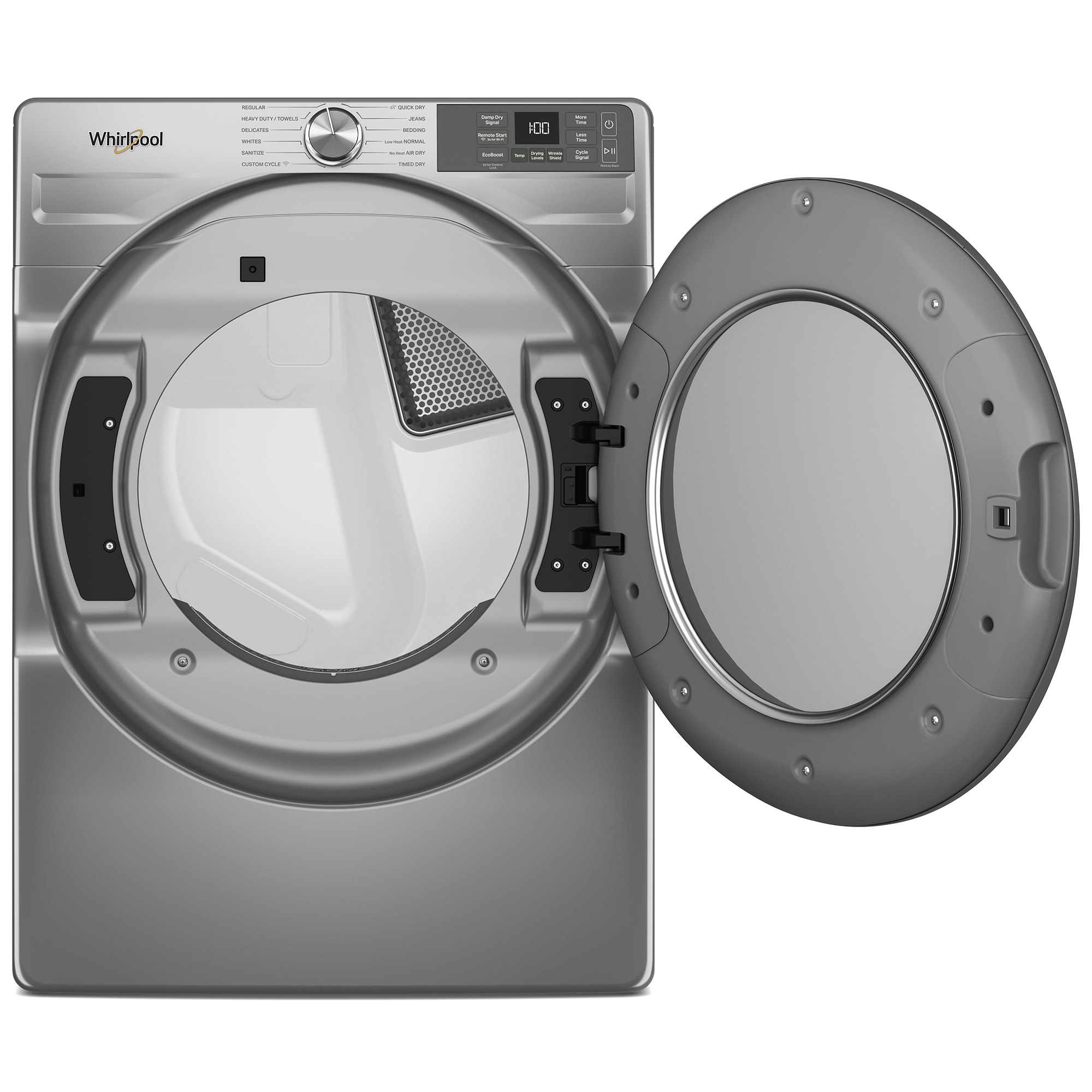 Whirlpool 27 in. 7.4 cu. ft. Smart Stackable Electric Dryer with Sensor Dry & Sanitize Cycle - Radiant Silver, Silver, hires