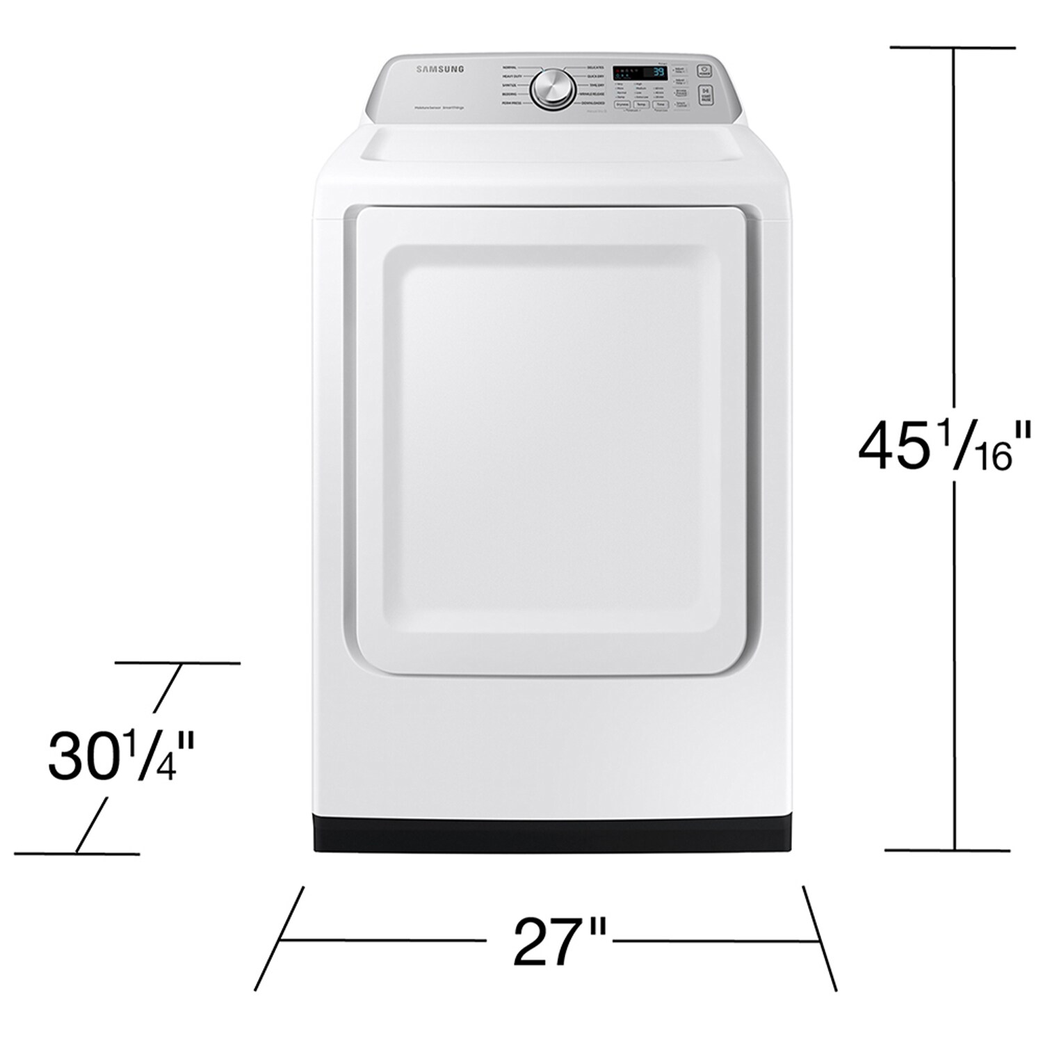 Samsung 27 in. 7.4 cu. ft. Smart Electric Dryer with Sanitize Cycle & Sensor Dry - White, White, hires