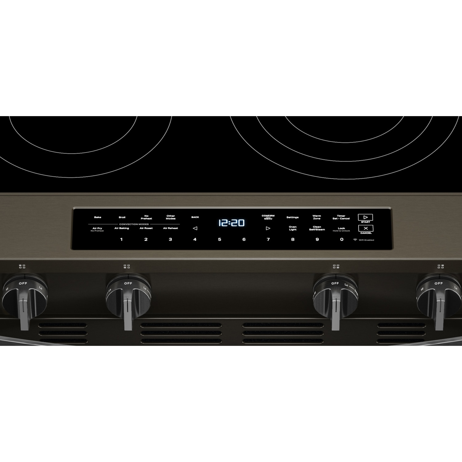 Whirlpool 30 in. 5.3 cu. ft. Smart Air Fry True European Convection Slide-In Electric Range with Radiant Burners - Black with Stainless Steel, Black with Stainless Steel, hires