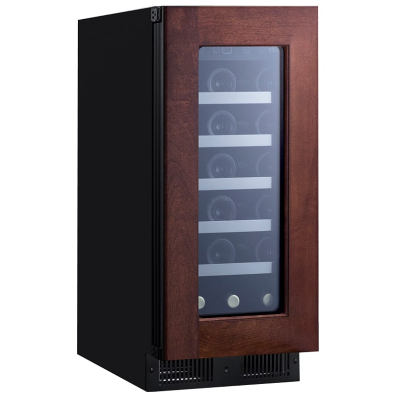 Summit 15 in. Undercounter Wine Cooler with Wood Racks, Single Temperature Zone & 23-Bottle Capacity - Custom Panel Ready, , hires