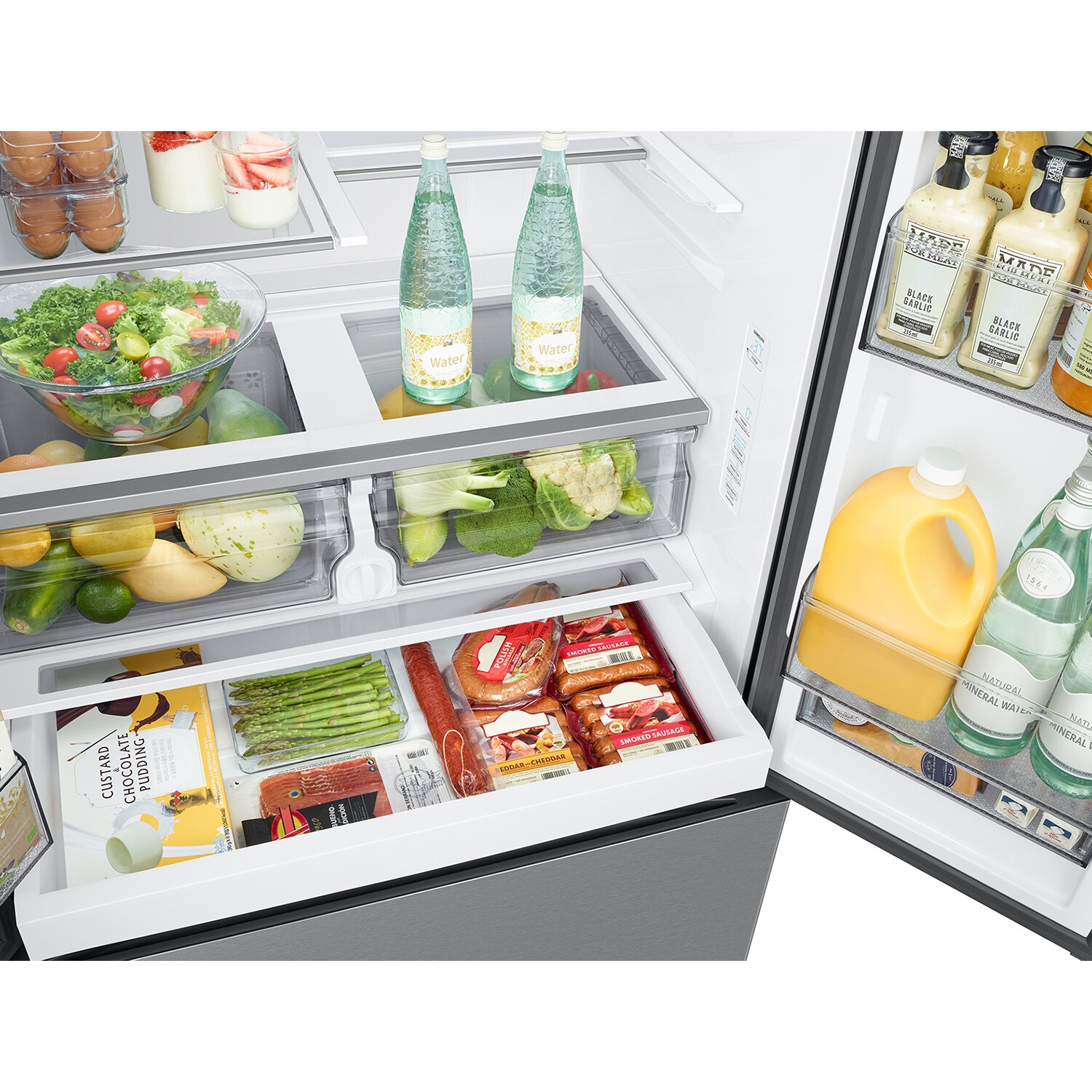Samsung 36 in. 25.5 cu. ft. Smart Counter Depth French Door Refrigerator with Ice & Water Dispenser - Stainless Steel, , hires