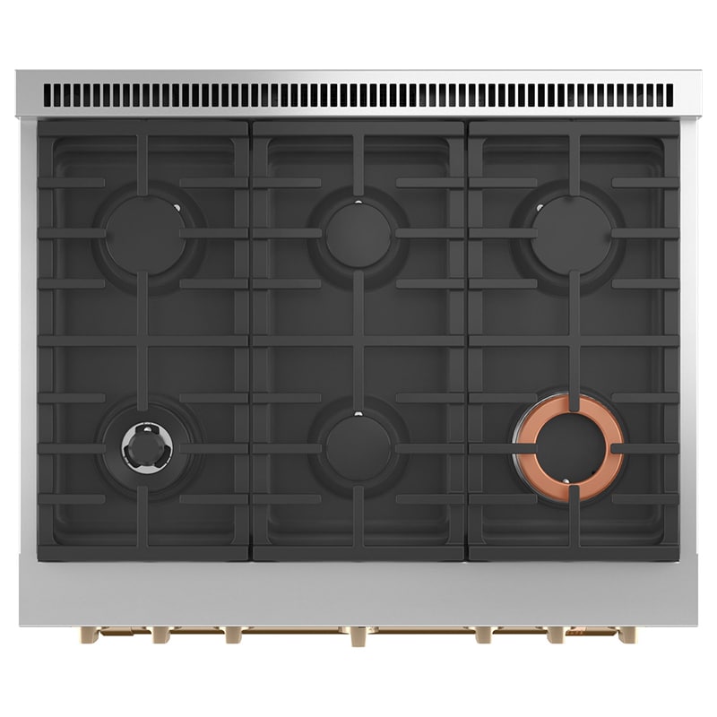 Cafe 36 in. 5.7 cu. ft. Smart Air Fry True European Convection Dual Fuel Range with 6 Sealed Burners - Matte White, Matte White, hires