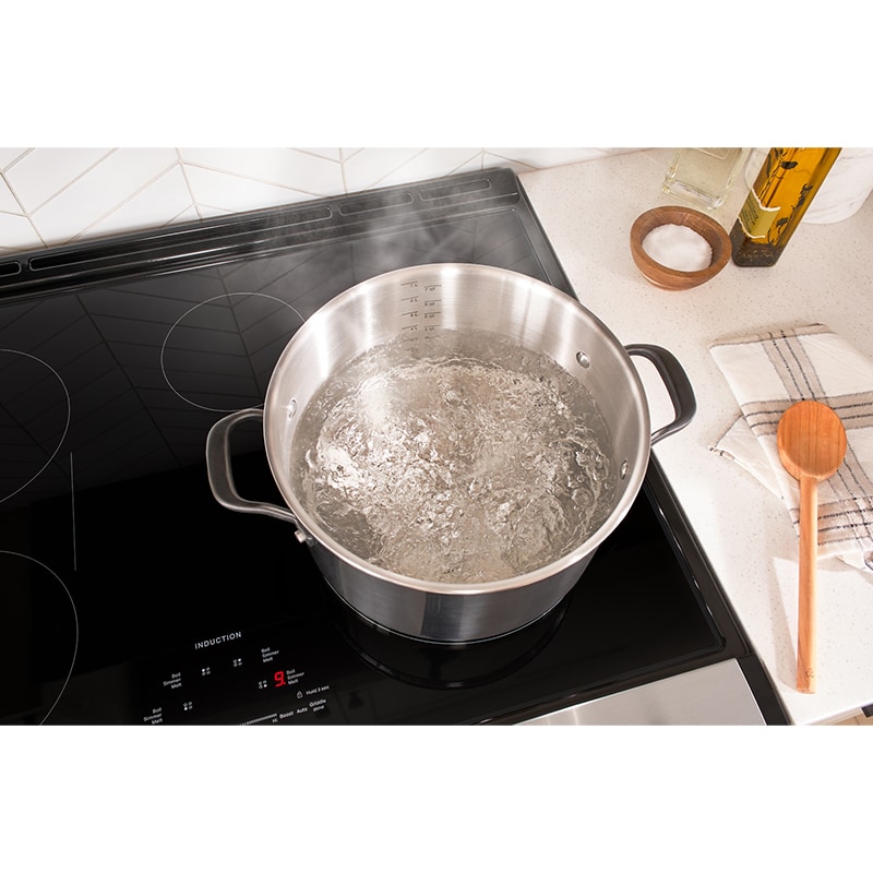 Whirlpool 30 in. 6.4 cu. ft. Air Fry True European Convection Slide-In Electric Range with 4 Induction Burners - Black Stainless, Black Stainless, hires