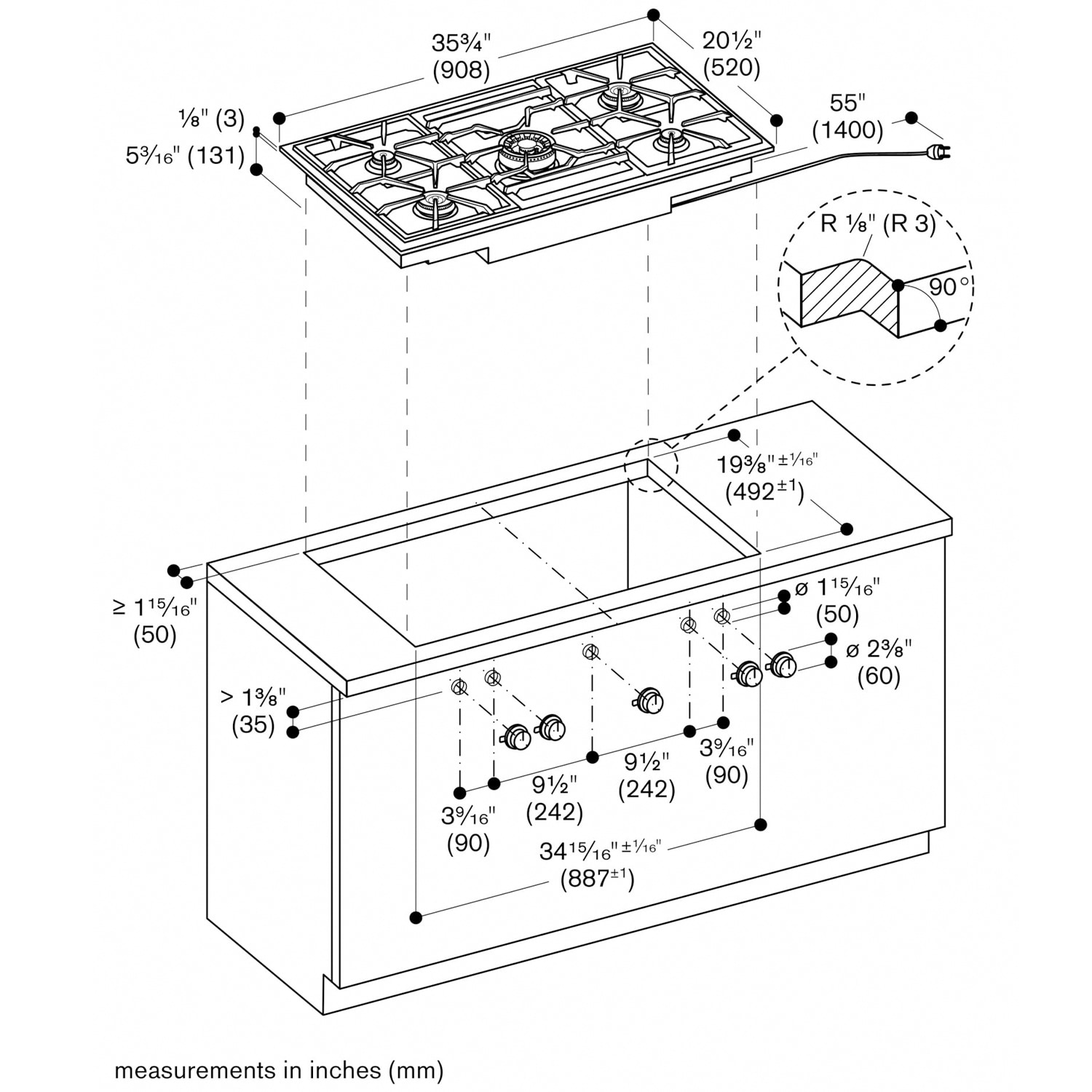Gaggenau Vario 400 Series 36 in. 5-Burner Natural Gas Cooktop with Simmer Burner & Power Burner - Stainless Steel, , hires