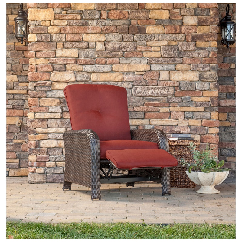 Hanover Strathmere Patio Furniture Reclining Lounge Chair - Red, , hires