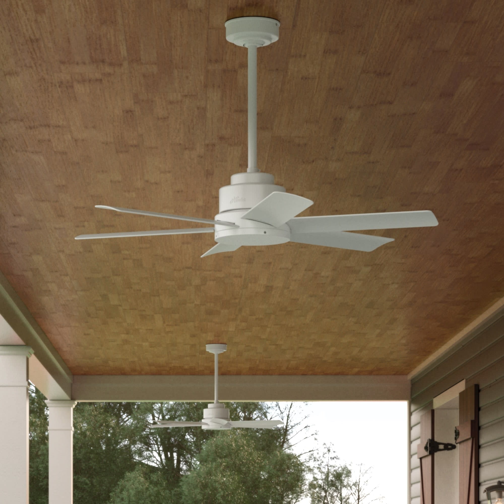 Hunter Kennicott 44 in. Indoor/Outdoor Ceiling Fan with Wall Control - Matte White, Matte White, hires