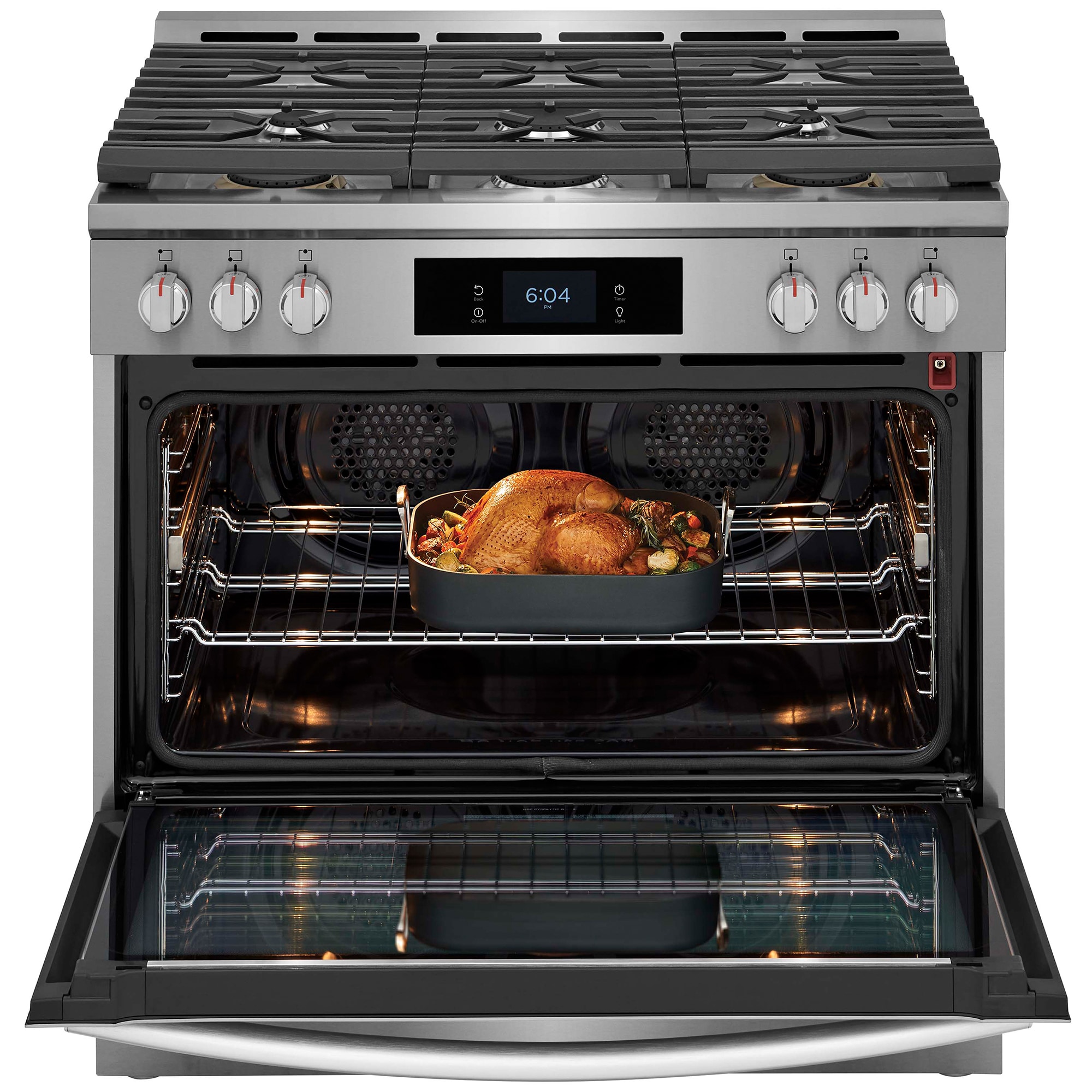 Frigidaire Gallery 36 in. 4.6 cu. ft. Air Fry True European Convection Steam Dual Fuel Range with 6 Sealed Burners - Stainless Steel, , hires