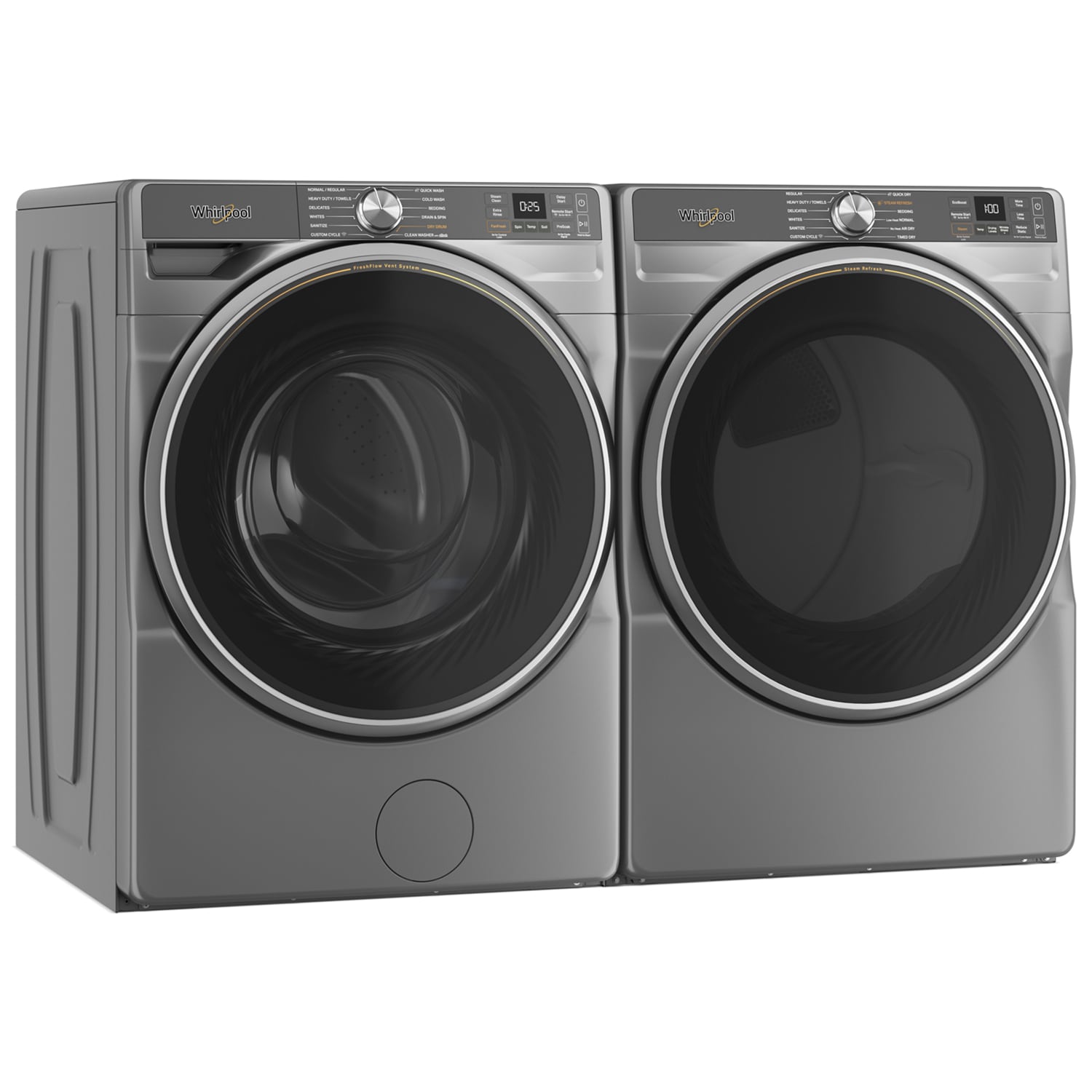 Whirlpool 27 in. 5.0 cu. ft. Smart Stackable Front Load Washer with FreshFlow Vent System, Sanitize & Steam Cycle - Radiant Silver, Radiant Silver, hires