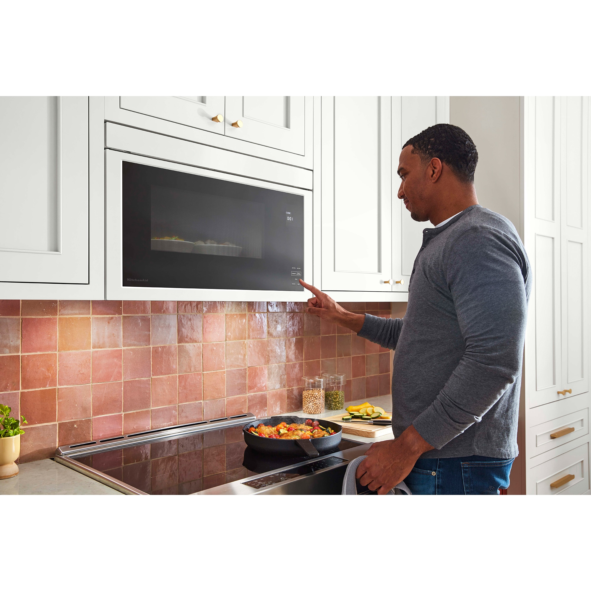 KitchenAid 30 in. 1.1 cu. ft. 1000W Over-the-Range Microwave with 400 CFM & Sensor Cooking - White, White, hires