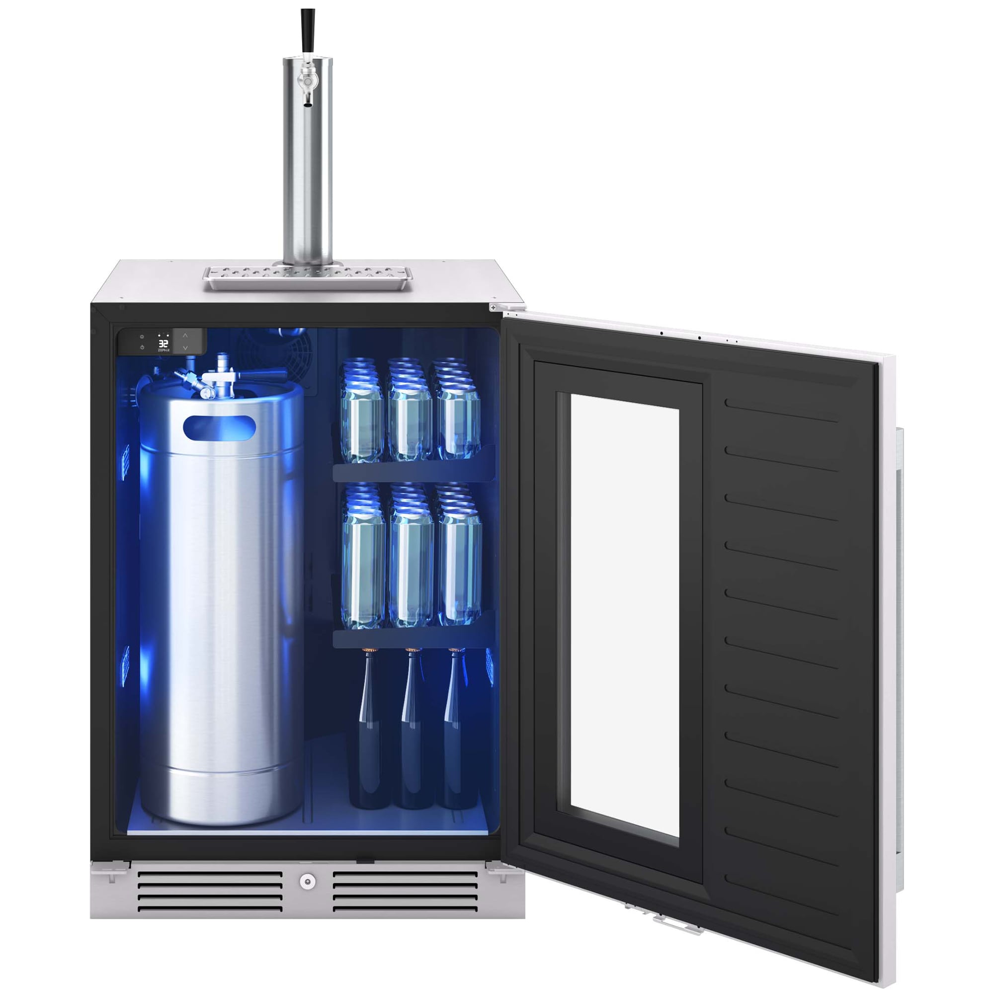 Zephyr Presrv 24 in. 6.0 cu. ft. Beer Dispenser & Beverage Cooler with Digital Controls - Stainless Steel, , hires