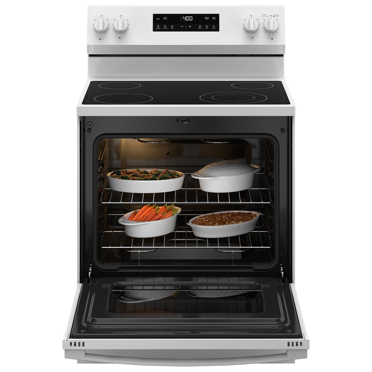 GE 400 Series 30 in. 5.3 cu. ft. Electric Range with Radiant Burners - White, White, hires