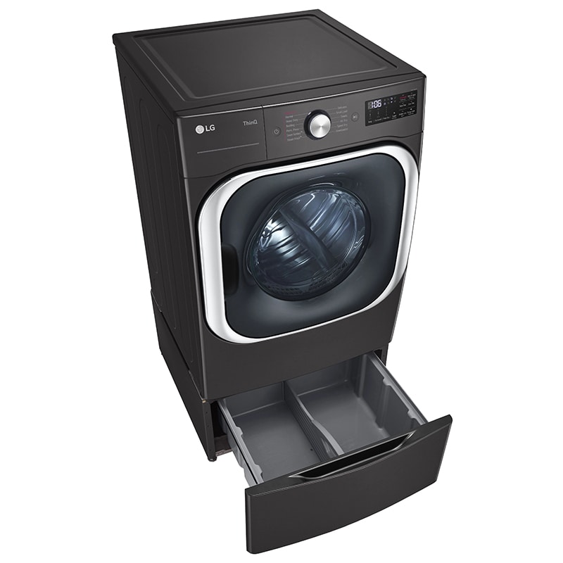 LG 29 in. 9.0 cu. ft. Smart Stackable Electric Dryer with Built-In Intelligence, TurboSteam Technology & Sensor Dry - Black Steel, Black Steel, hires