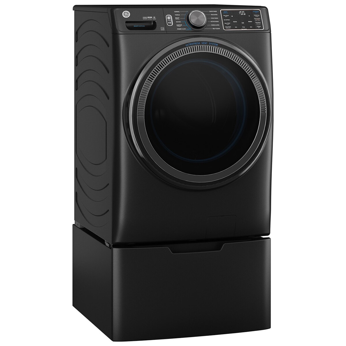 GE 28 in. 5.0 cu. ft. Smart Stackable Front Load Washer with OdorBlock, Sanitize Cycle & Steam Cycle - Carbon Graphite, Carbon Graphite, hires