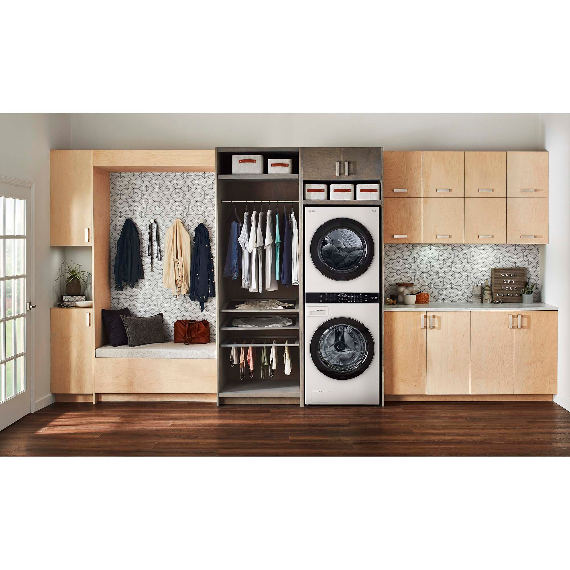 LG 27 in. WashTower with 4.5 cu. ft. Washer with 10 Wash Programs & 7.4 cu. ft. Gas Dryer with 9 Dryer Programs, Sensor Dry & Wrinkle Care - White, White, hires