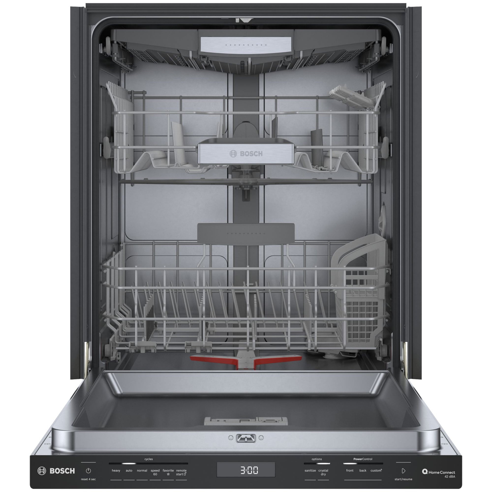 Bosch 800 Series 24 in. Top Control Smart Dishwasher with 42 dBa Sound Level, 3rd-Rack, CrystalDry & Pocket - Black, Black, hires
