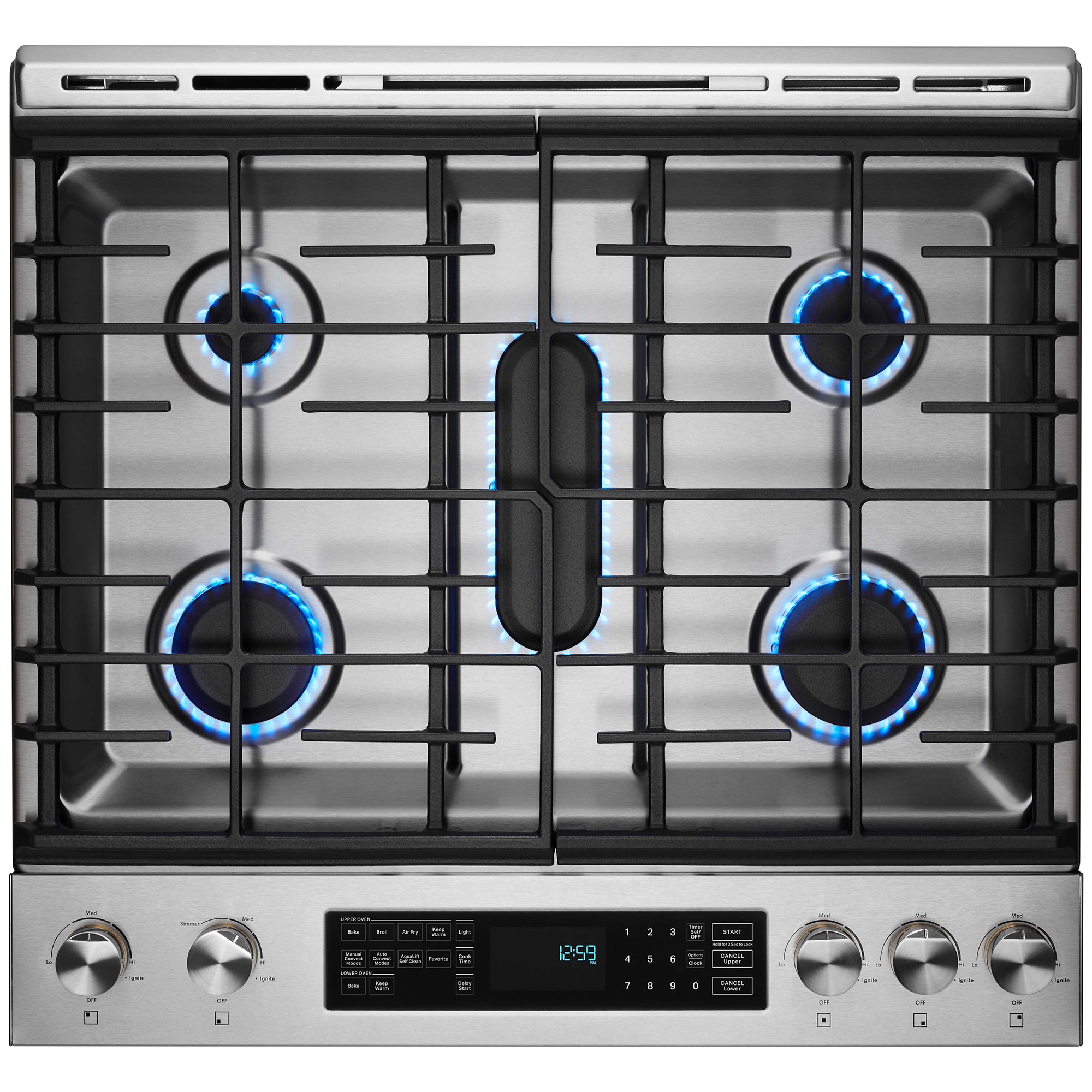 JennAir 30 in. 6.8 cu. ft. Air Fry True European Convection Slide-In Dual Fuel Range with 5 Sealed Burners - Stainless Steel, , hires