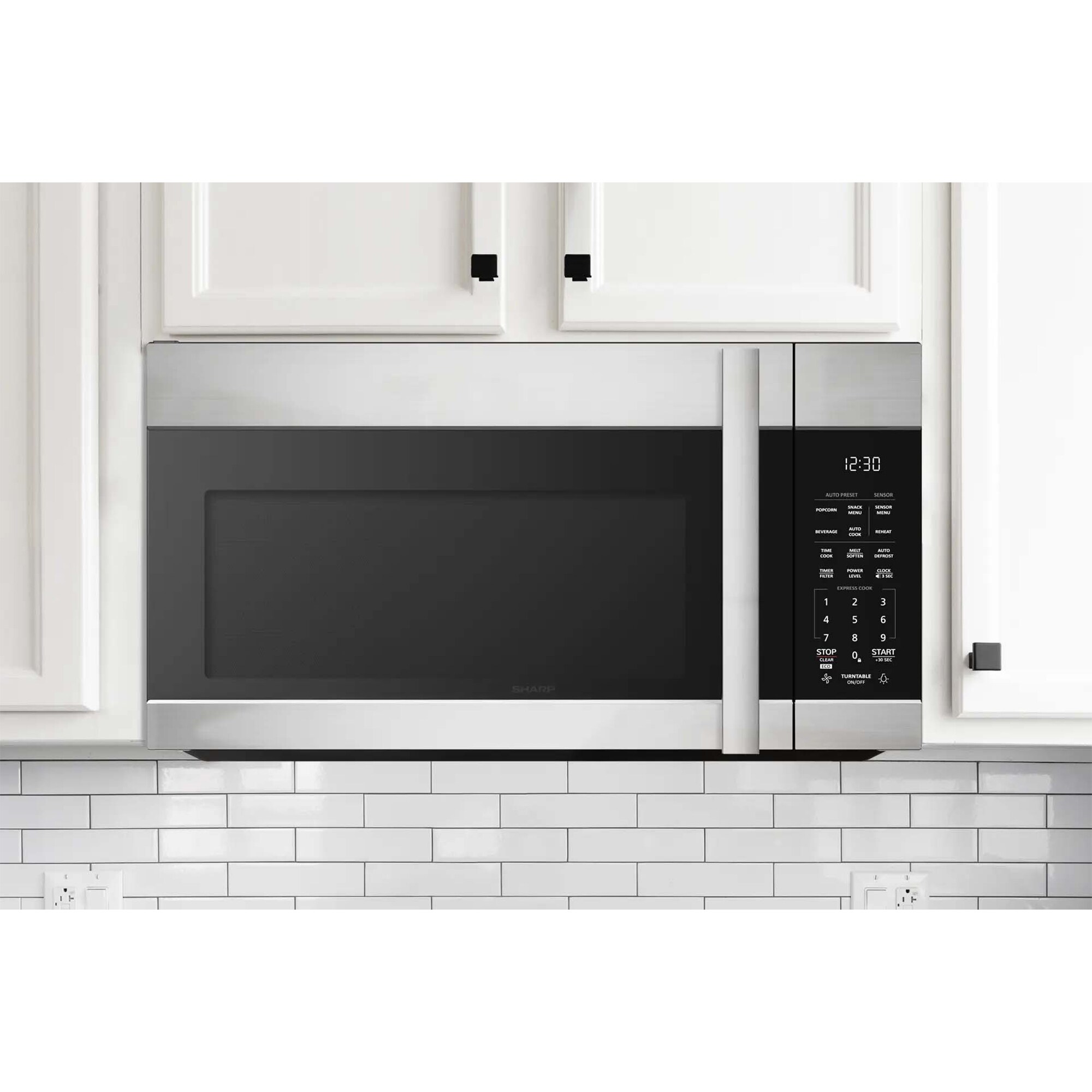 Sharp 30 in. 1.7 cu. ft. 1000W Over-the-Range Microwave with 300 CFM & Sensor Cooking - Stainless Steel, , hires