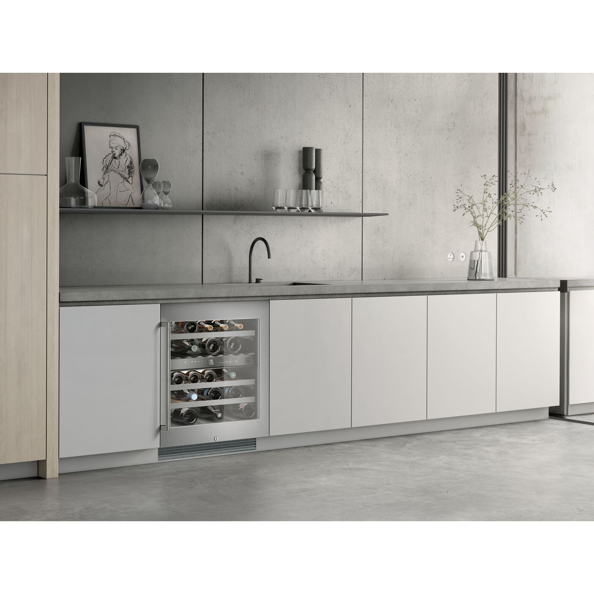 Gaggenau 400 Series 24 in. Undercounter Wine Cooler with Metal & Wood Racks, Dual Temperature Zones & 34 Bottle Capacity - Stainless Steel, , hires
