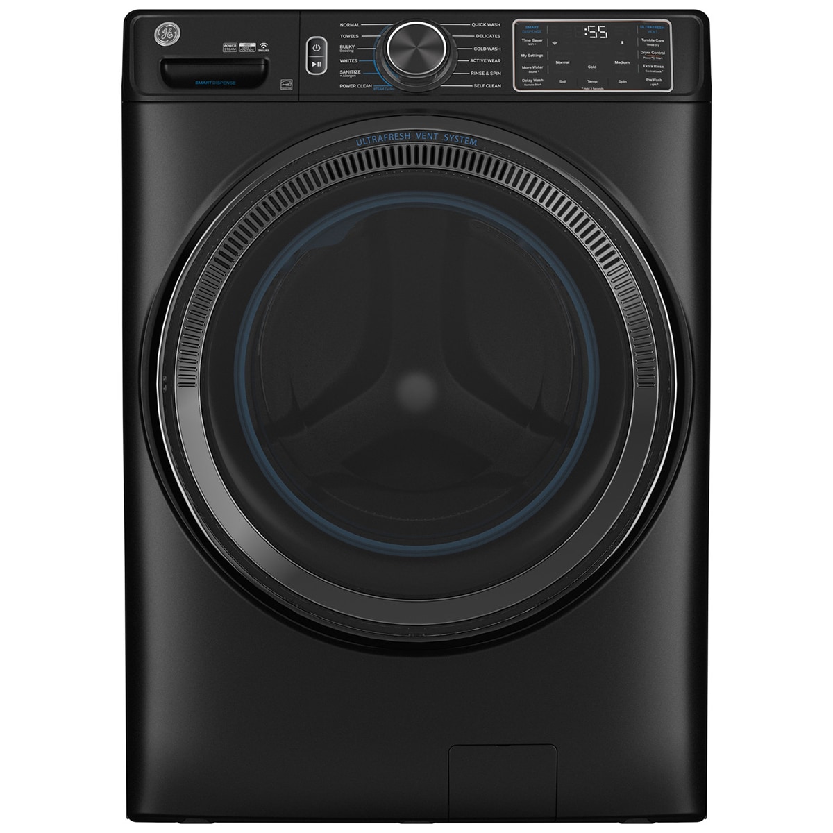 GE 28 in. 5.0 cu. ft. Smart Stackable Front Load Washer with OdorBlock, Sanitize Cycle & Steam Cycle - Carbon Graphite, Carbon Graphite, hires
