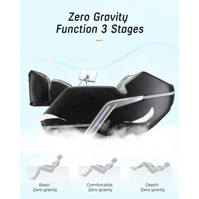 Lifesmart 4D Zero Gravity Massage Chair with Bluetooth Speakers - Gray & Black, , hires