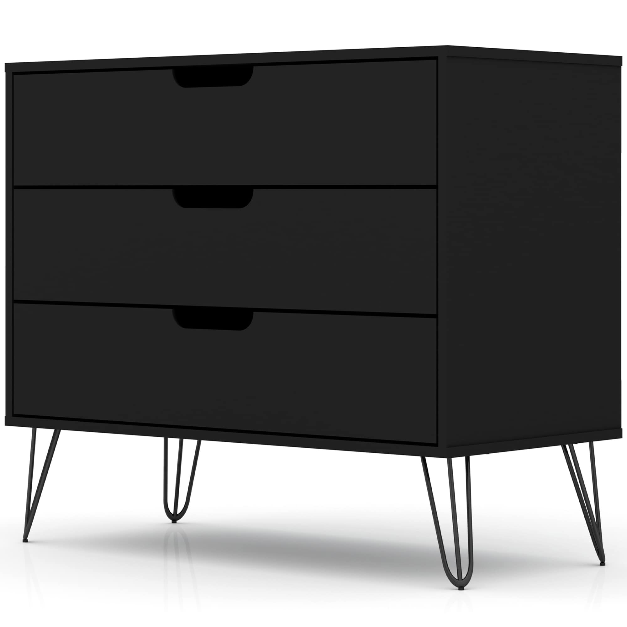 Manhattan Comfort Rockefeller Mid-Century Modern Dresser - Black, , hires