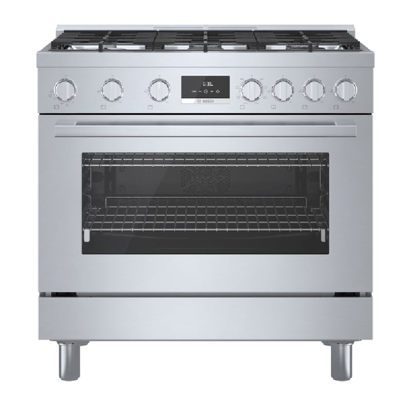 Bosch 800 Series 36 in. 3.7 cu. ft. True European Convection Dual Fuel Range with 6 Sealed Burners - Stainless Steel, , hires