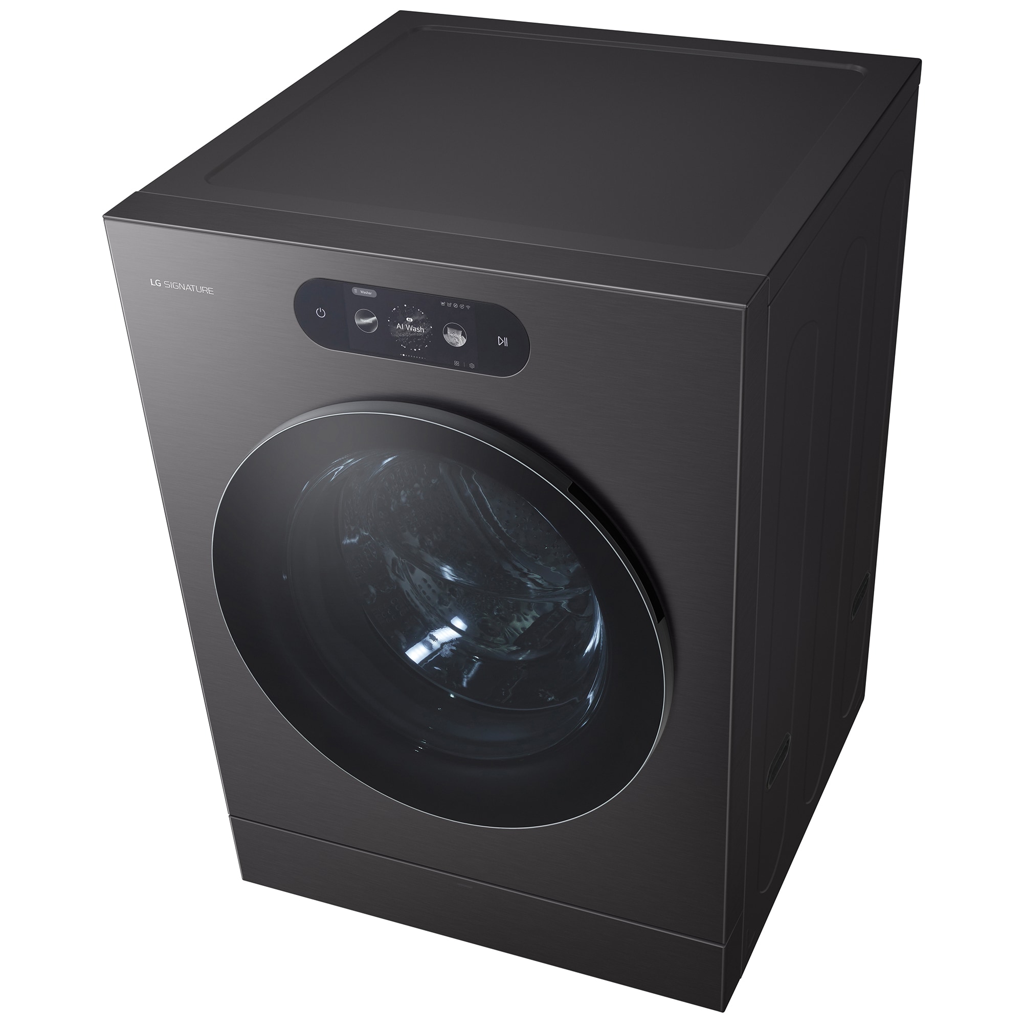 LG 29 in. 5.8 cu. ft. Smart Stackable Front Load Washer with Built-In Intelligence, TurboWash 360, EZ Dispense, Sanitize & Steam Cycle - Brushed Black Steel, , hires