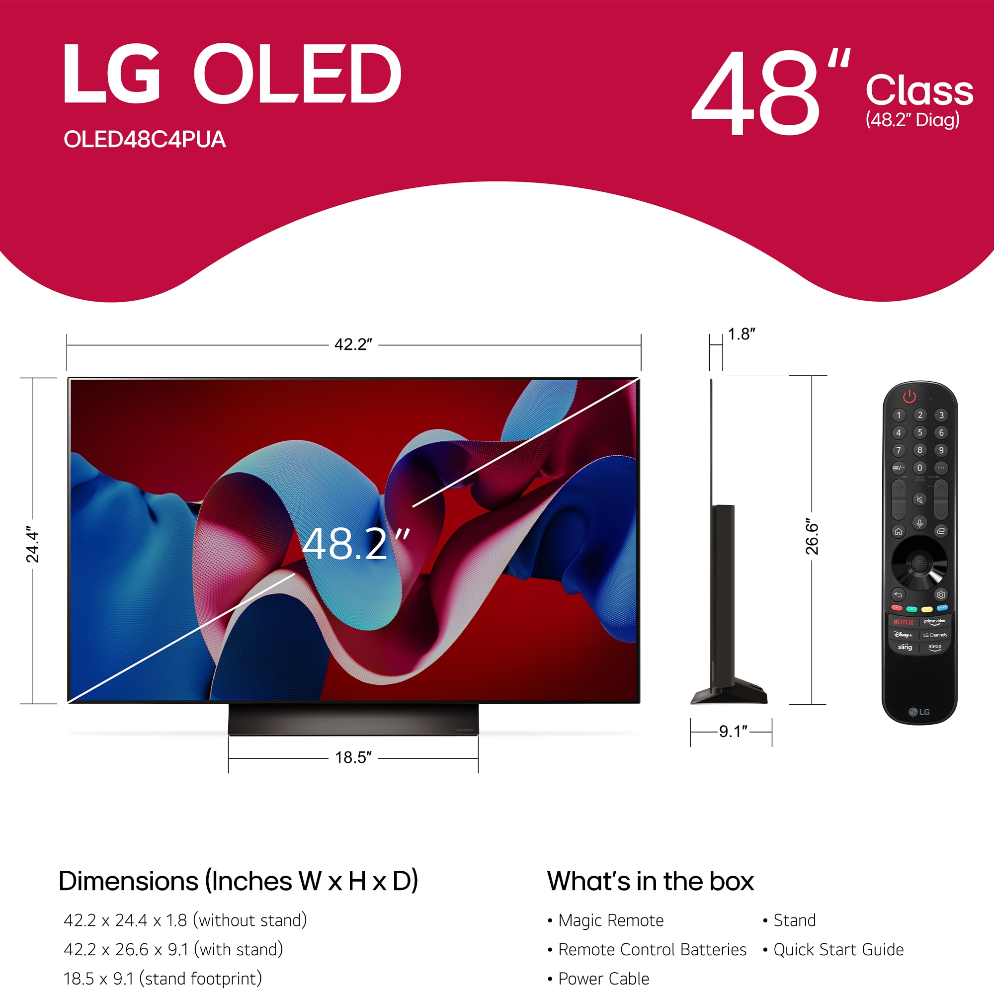 LG - 48" Class C4 Series OLED evo 4K UHD Smart webOS TV, , hires