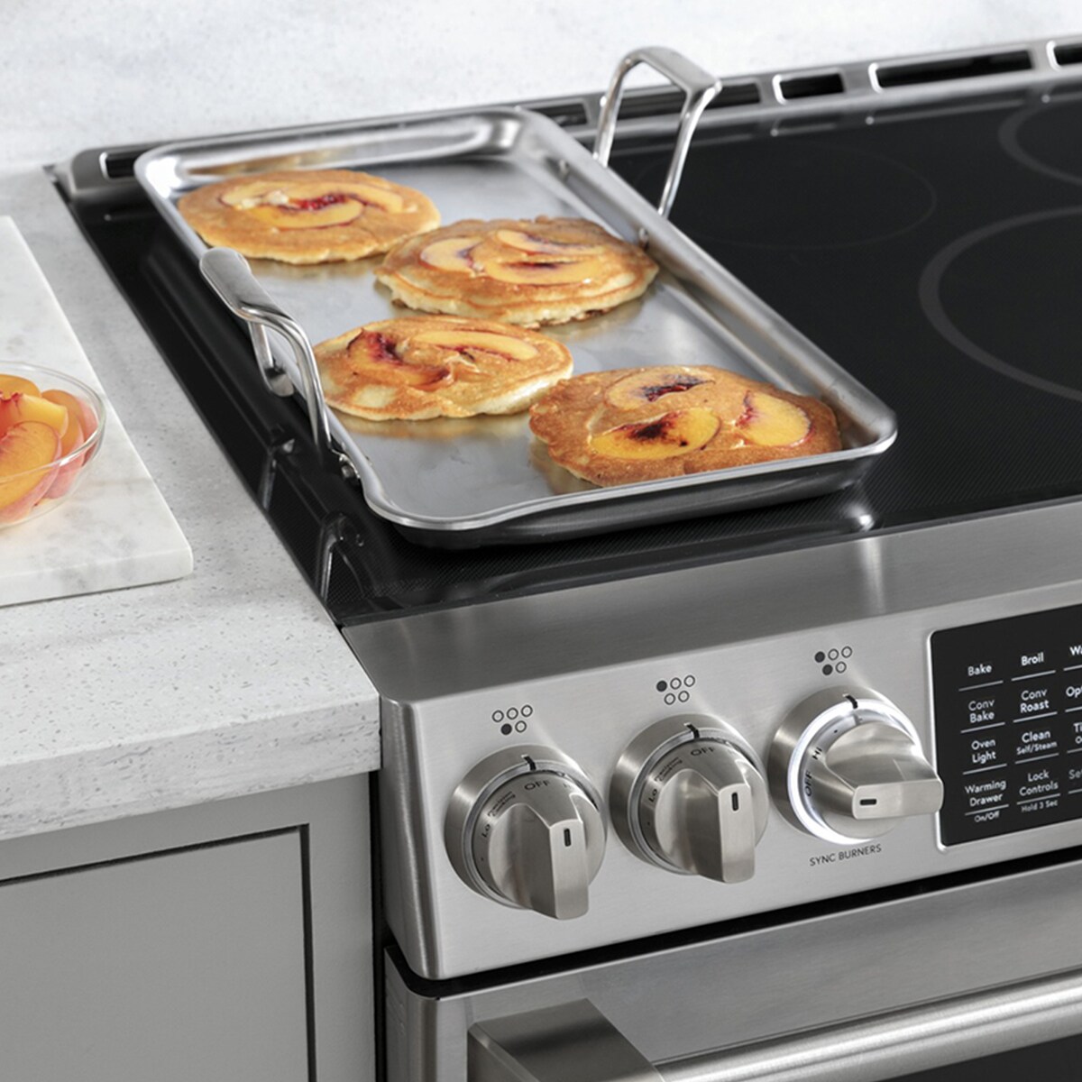 Cafe 30 in. 5.7 cu. ft. Smart Air Fry True European Convection Slide-In Electric Range with 5 Induction Burners - Stainless Steel, Stainless Steel, hires