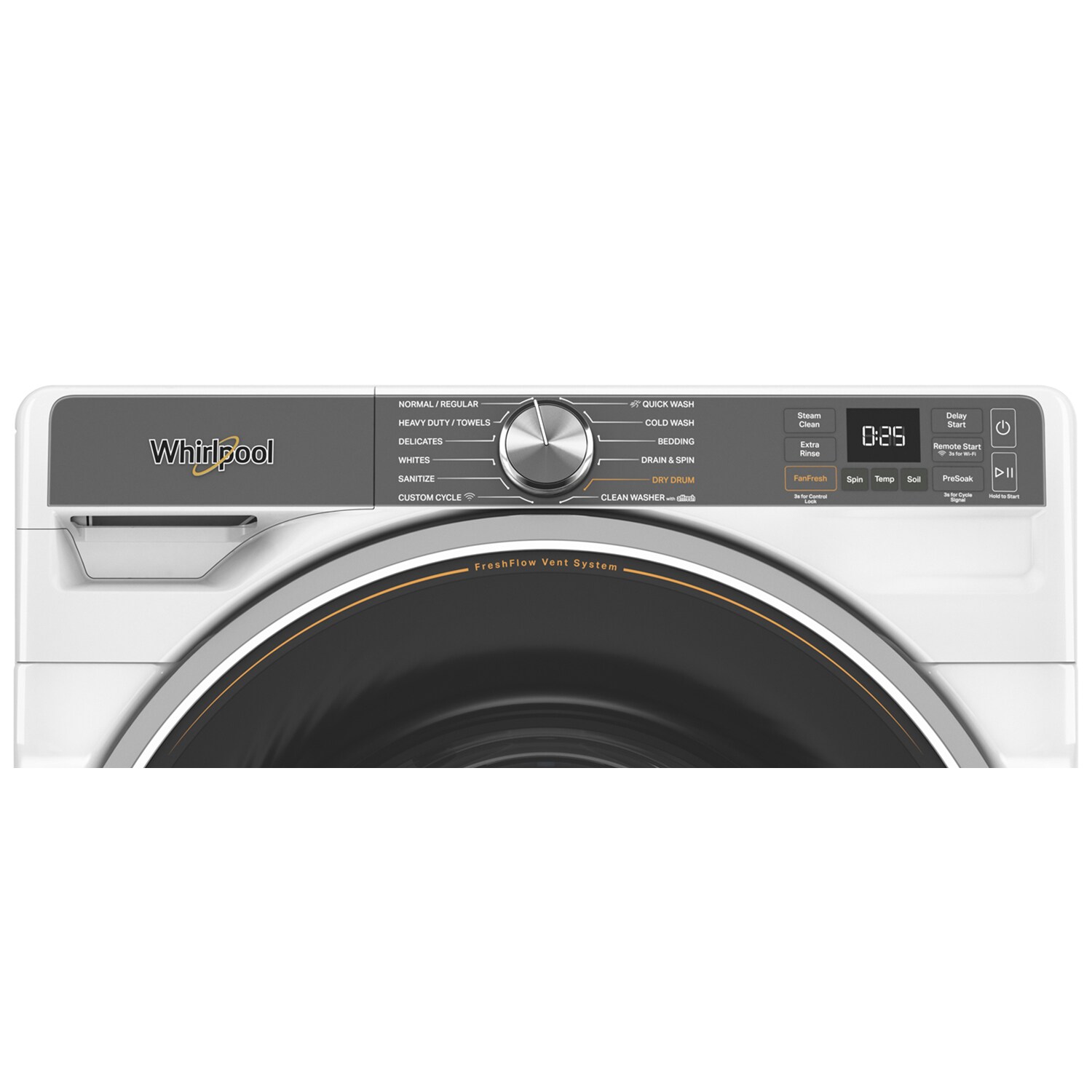Whirlpool 27 in. 5.0 cu. ft. Smart Stackable Front Load Washer with FreshFlow Vent System, Sanitize & Steam Cycle - White, White, hires