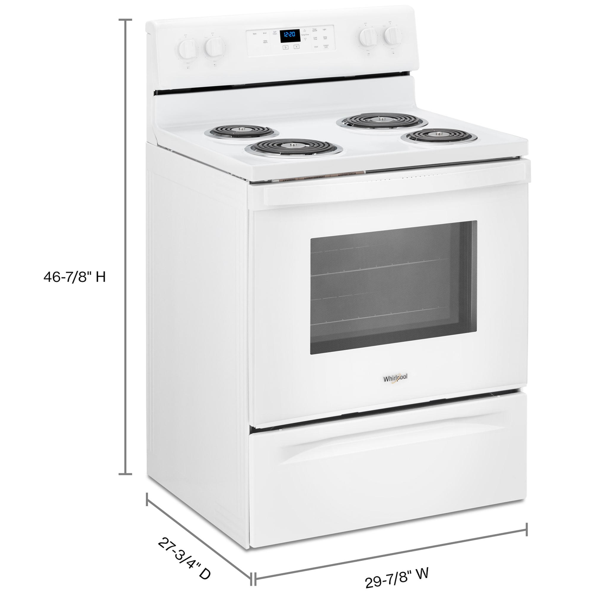 Whirlpool 30 in. 4.8 cu. ft. Electric Range with Coil Burners - White, , hires