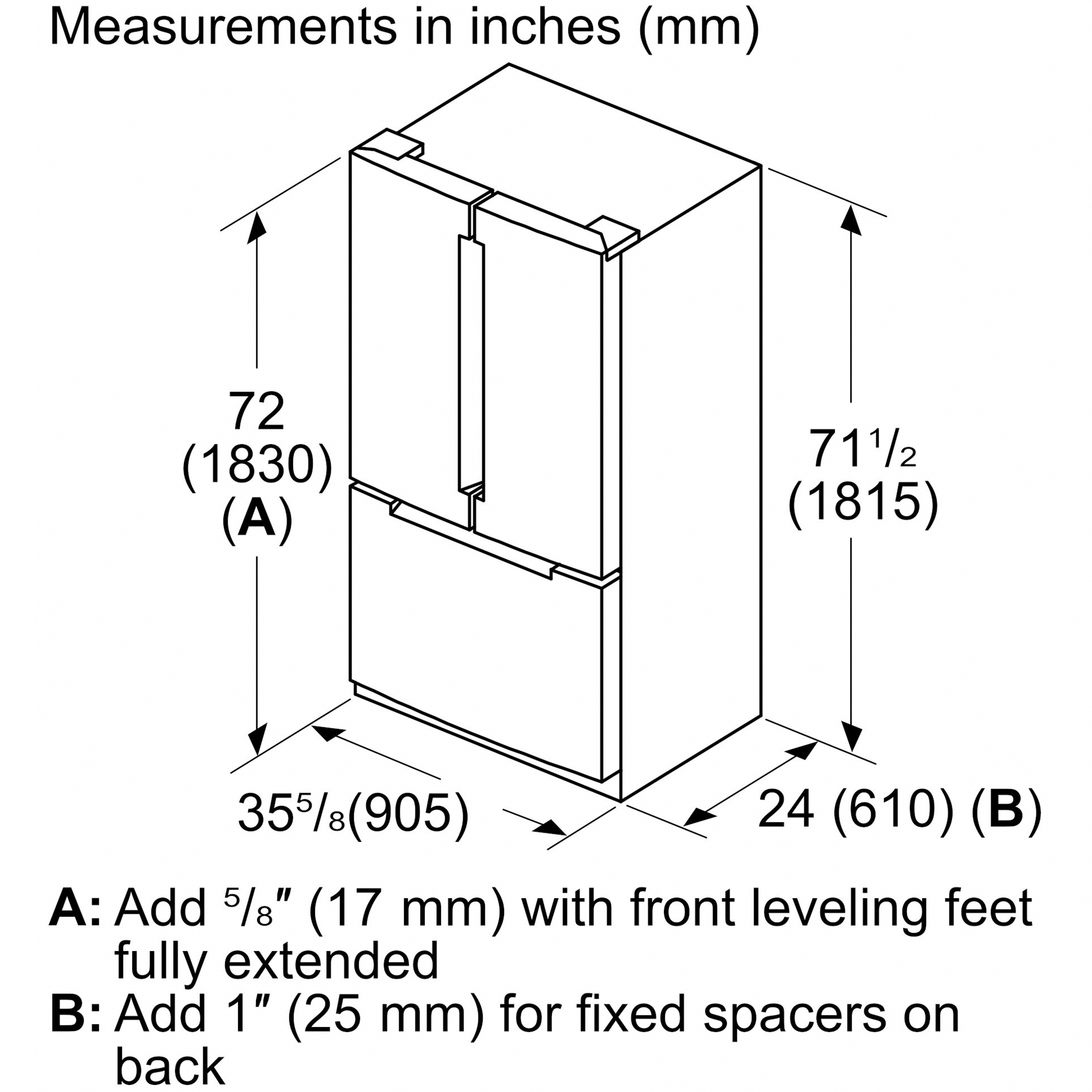 Bosch 800 Series 36 in. 20.8 cu. ft. Smart Counter Depth French Door