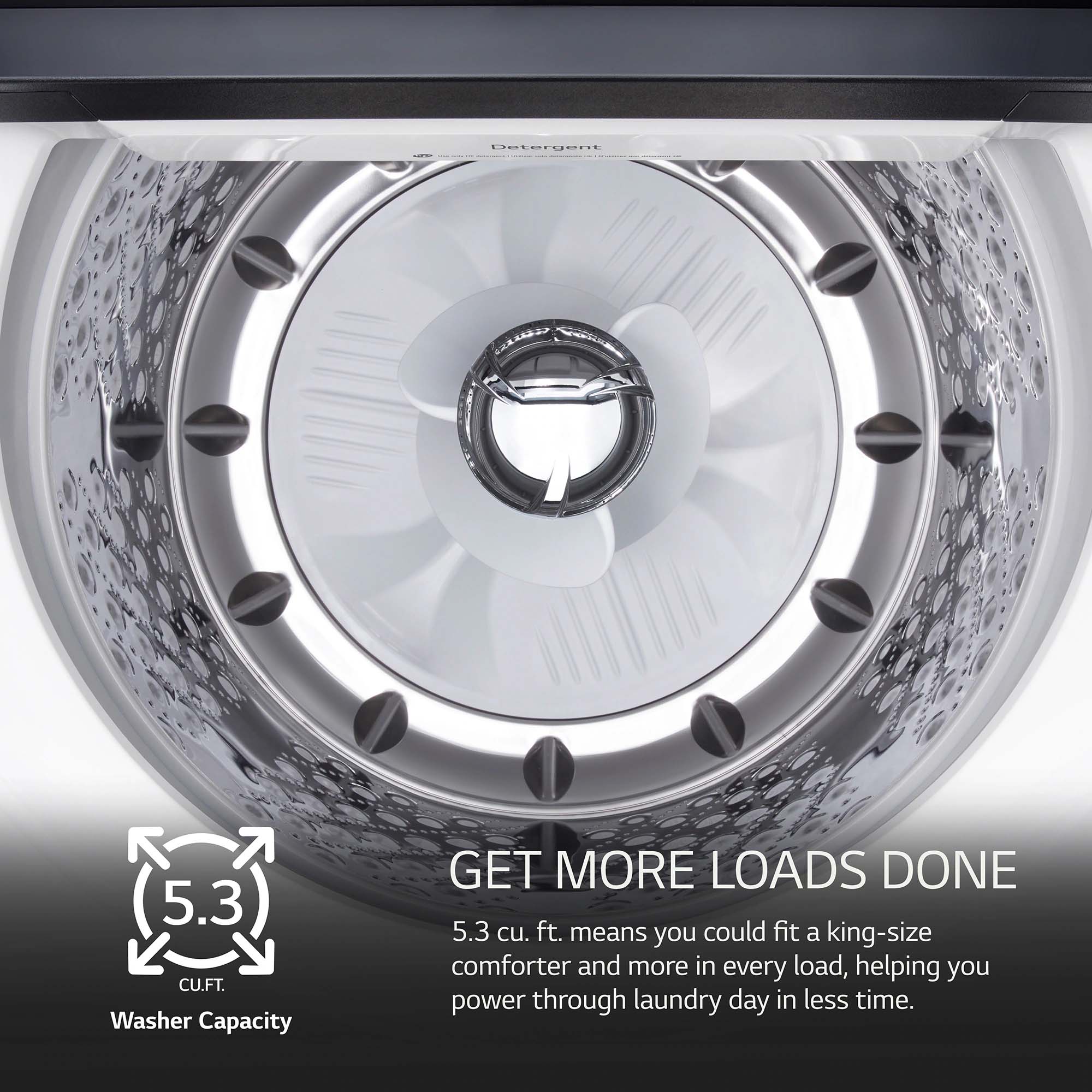 LG 27 in. 5.3 cu. ft. Smart Top Load Washer with Agitator, TurboWash3D Technology & AI Sensing - Alpine White, Alpine White, hires