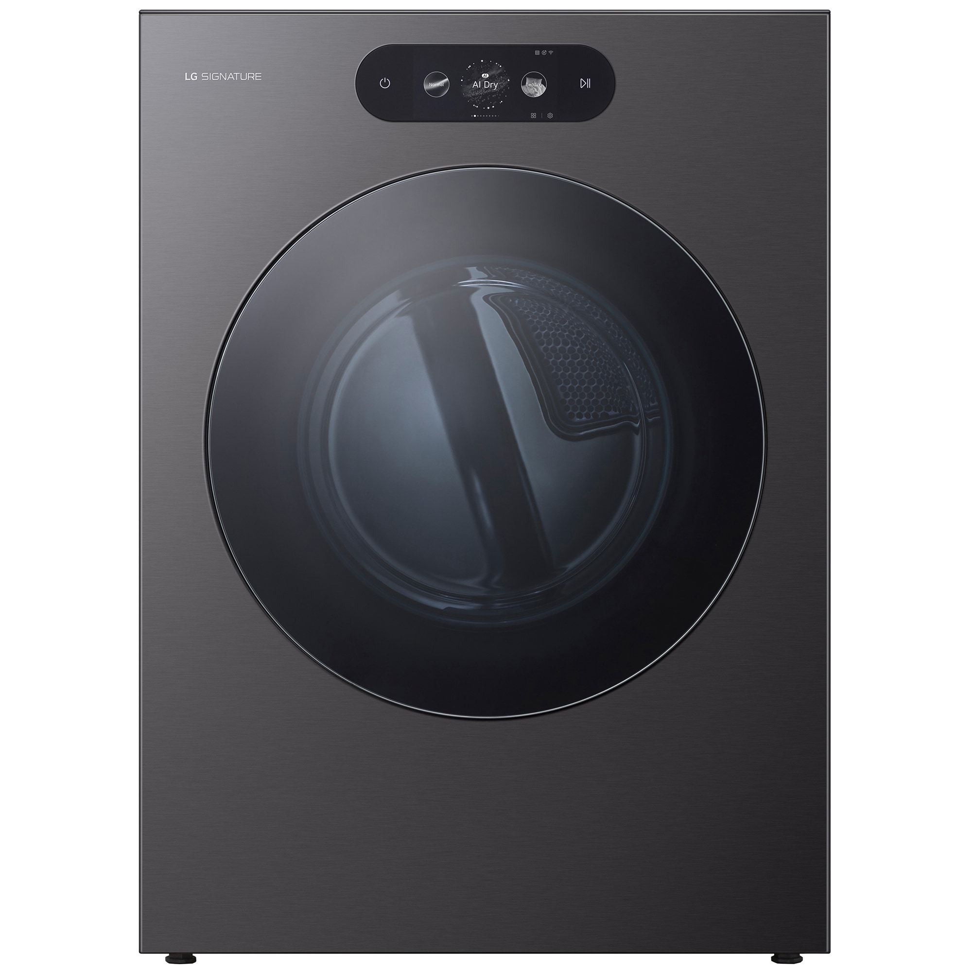 LG Signature 29 in. 9.0 cu. ft. Smart Stackable Gas Dryer with Built-In Intelligence, TurboSteam, AI Sensor Dry & Sanitize Cycle - Brushed Black Steel, , hires