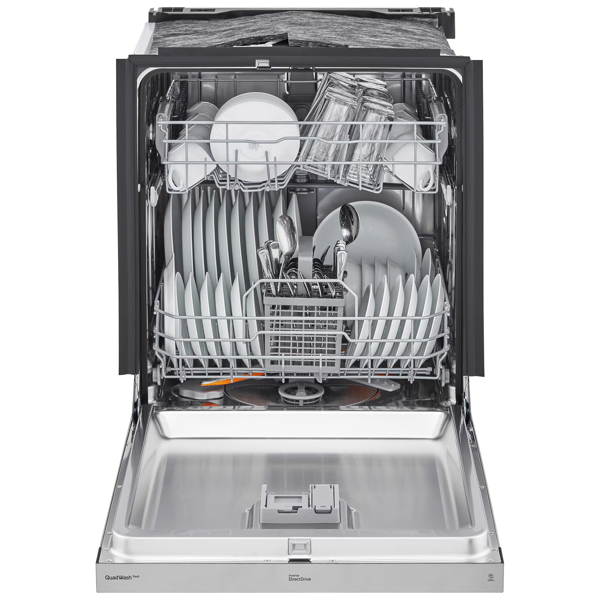 LG 24 in. Front Control Smart Dishwasher with 48 dBa Sound Level & Pocket - Stainless Steel, , hires