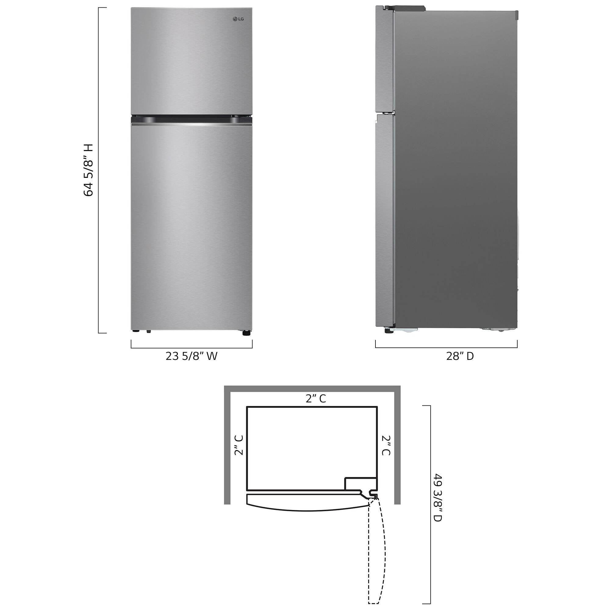 LG 24 in. 11.1 cu. ft. Counter Depth Top Freezer Refrigerator - Stainless Steel Look, , hires