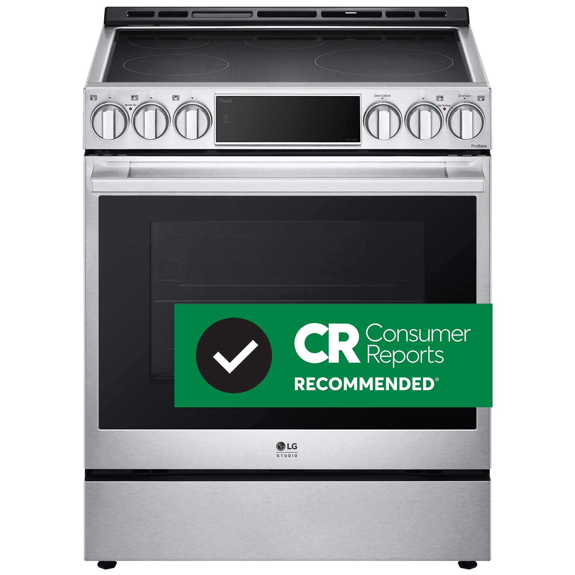 LG Studio 30 in. 6.3 cu. ft. Smart Air Fry True European Convection Slide-In Electric Range with 4 Induction Burners & 1 Radiant Burner - Stainless Steel, , hires