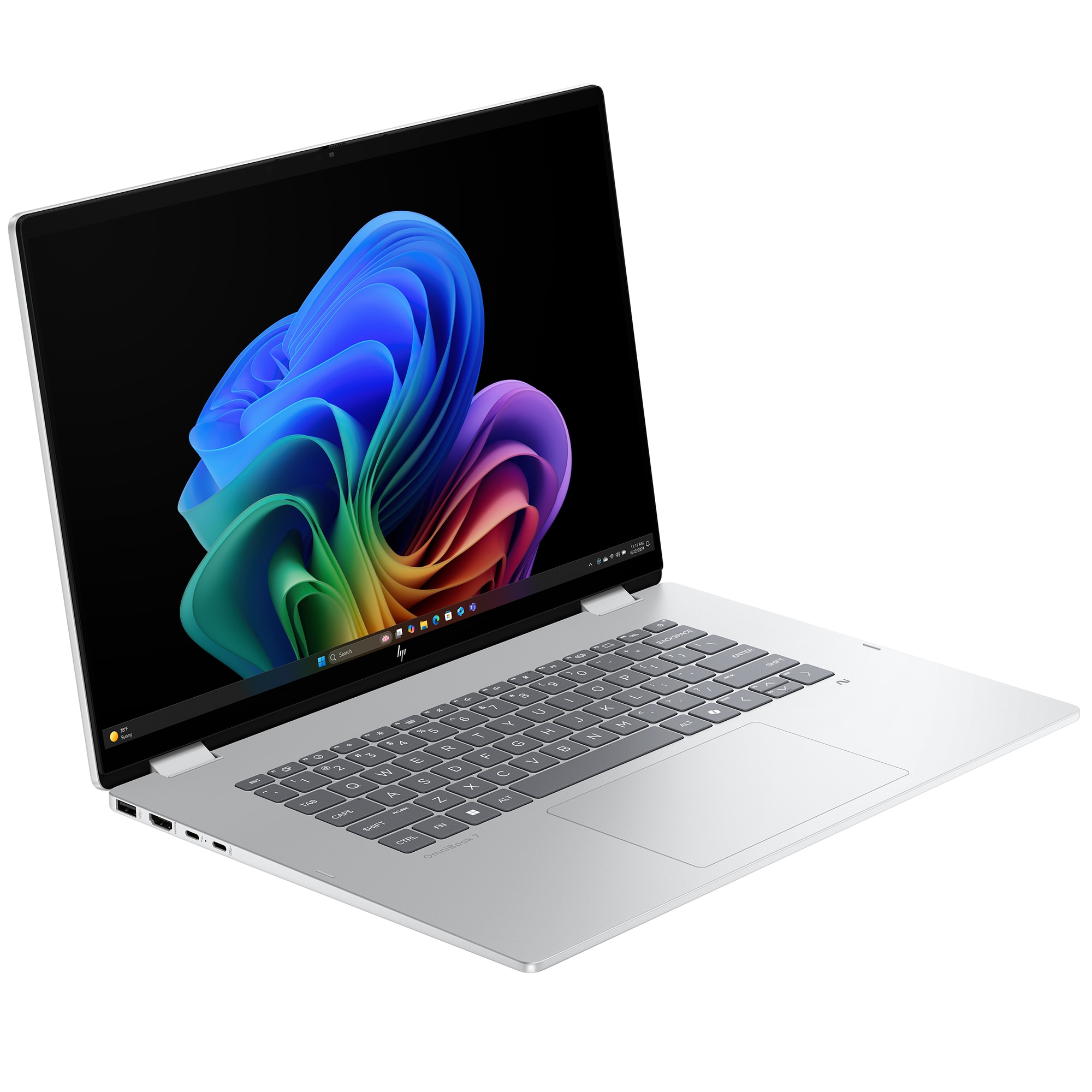 HP OmniBook 7 Flip 16 in. 2-in-1 Touch Screen Notebook with Copilot+ PC, Intel Core Ultra 5 226V, 8-Core CPU, Intel Arc 130V GPU, 16 GB RAM, 512 GB SSD, up to 23 Hrs. of Battery Life & Windows 11 Home - Glacier Silver, , hires