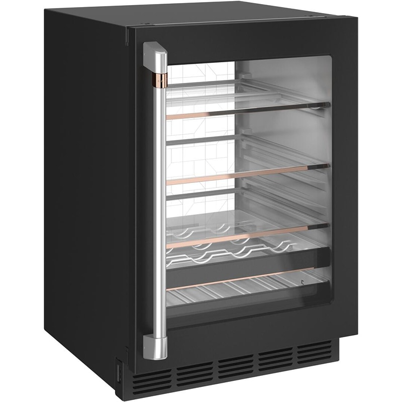 Cafe 24 in. 5.1 cu. ft. Built-In/Freestanding Beverage Center with Pull-Out Shelves & Digital Control - Matte Black, Matte Black, hires