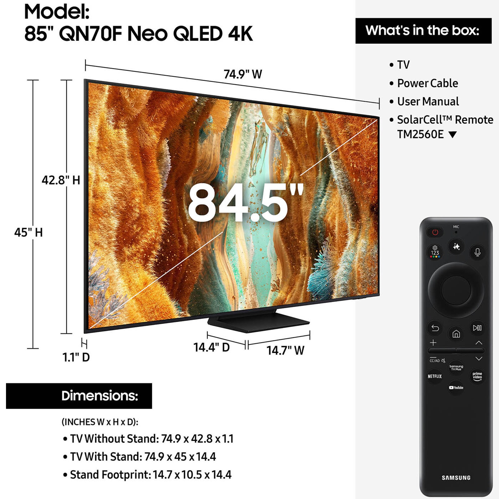 Samsung - 85" Class QN70F Neo QLED 4K UHD Samsung Vision AI Smart TV, , hires