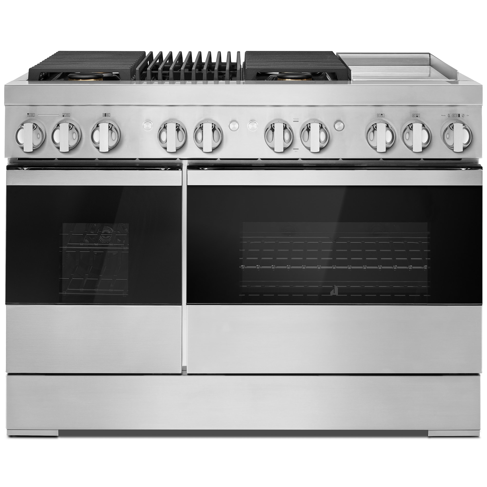 JennAir Noir Series 48 in. 6.3 cu. ft. Smart True European Convection Double Oven Dual Fuel Range with 4 Sealed Burners, Grill & Griddle - Stainless Steel, , hires