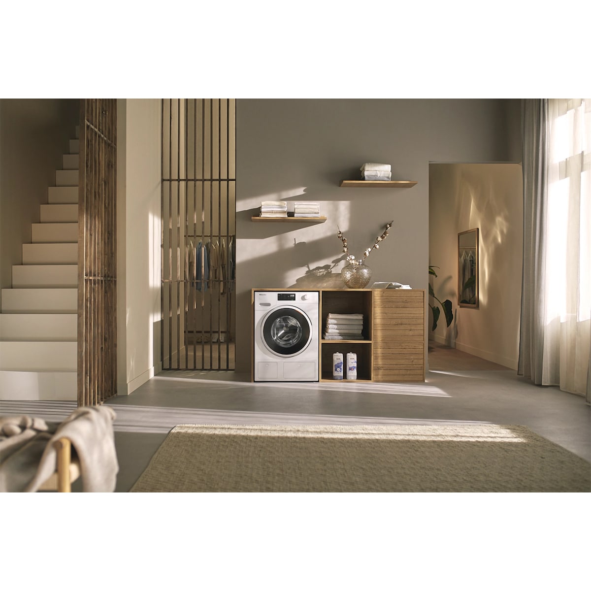 Miele TwinDos 24 in. 2.2 cu. ft. Smart Stackable Front Load Washer with Sanitize & Steam Cycle - Lotus White, , hires
