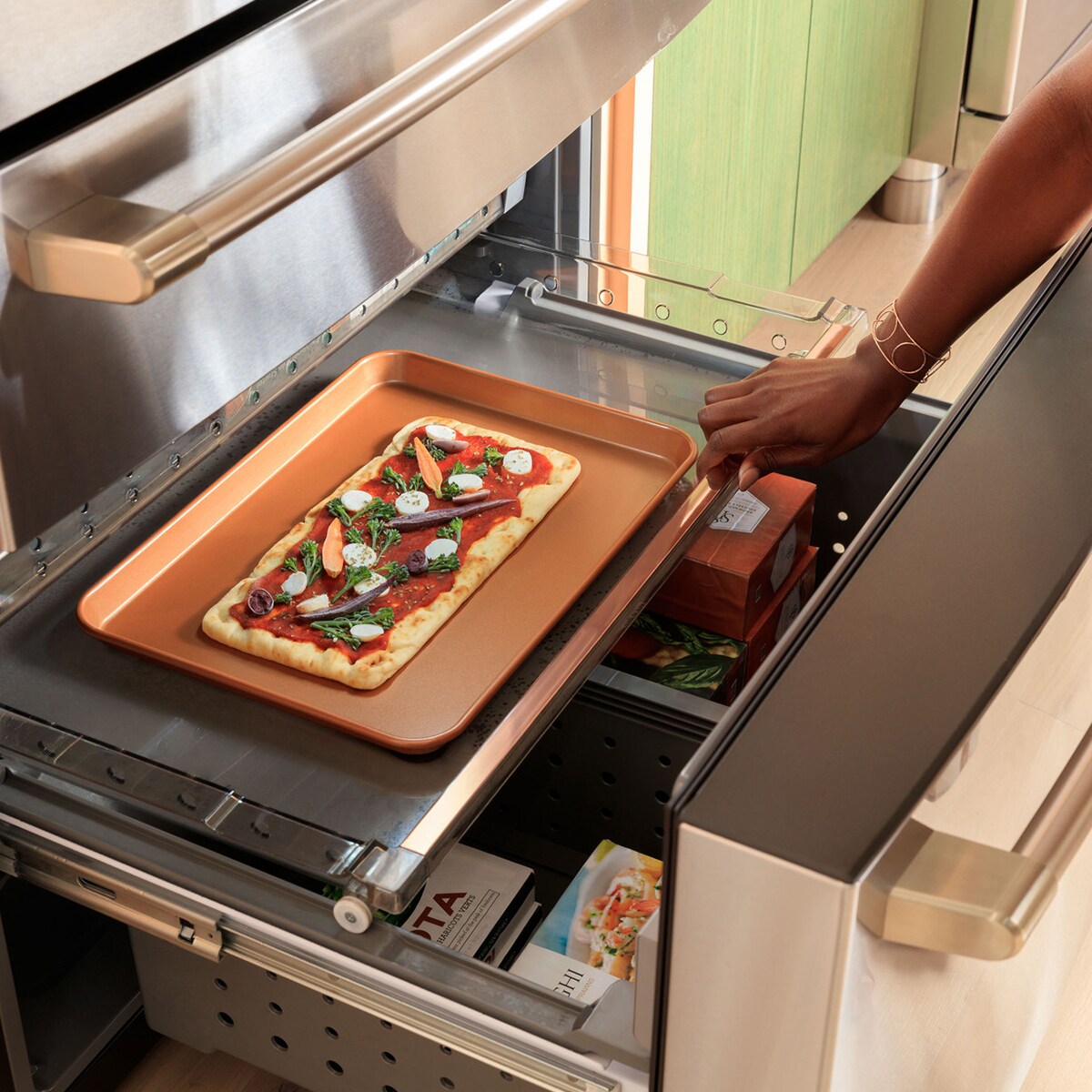 Cafe 36 in. 23.2 cu. ft. Smart Counter Depth 4-Door French Door Refrigerator with Internal Water AutoFill Pitcher - Platinum Glass, , hires