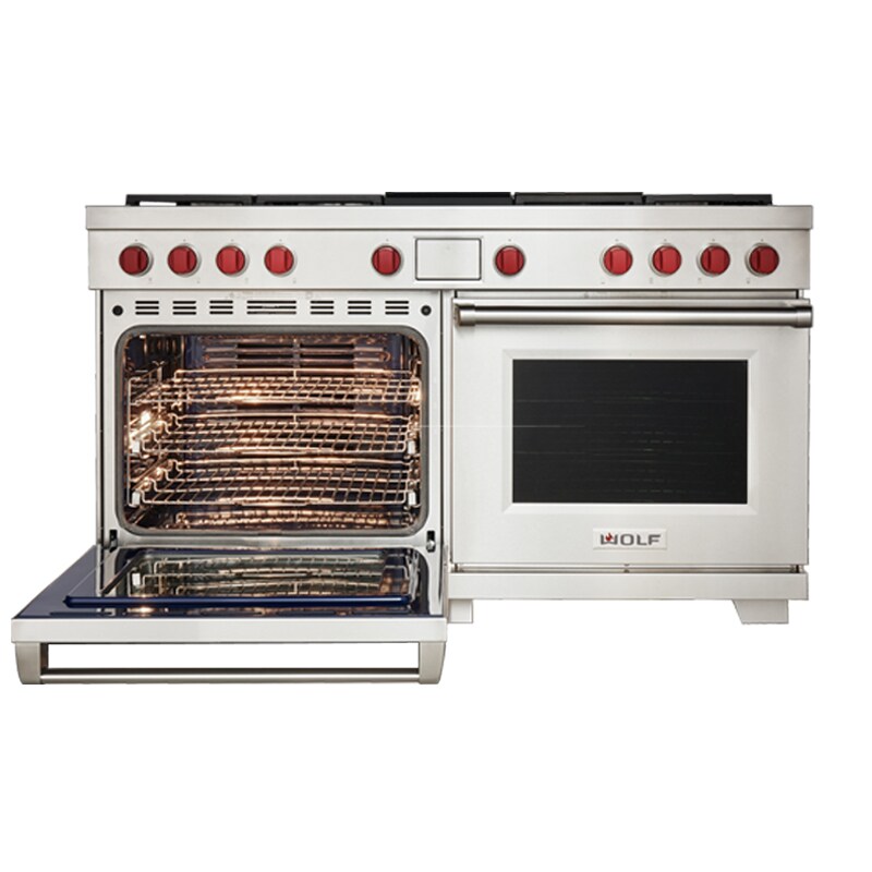 Wolf 60 in. 10.2 cu. ft. Smart Dual Convection Double Oven Dual Fuel Range with 6 Sealed Burners & Griddle - Stainless Steel, , hires