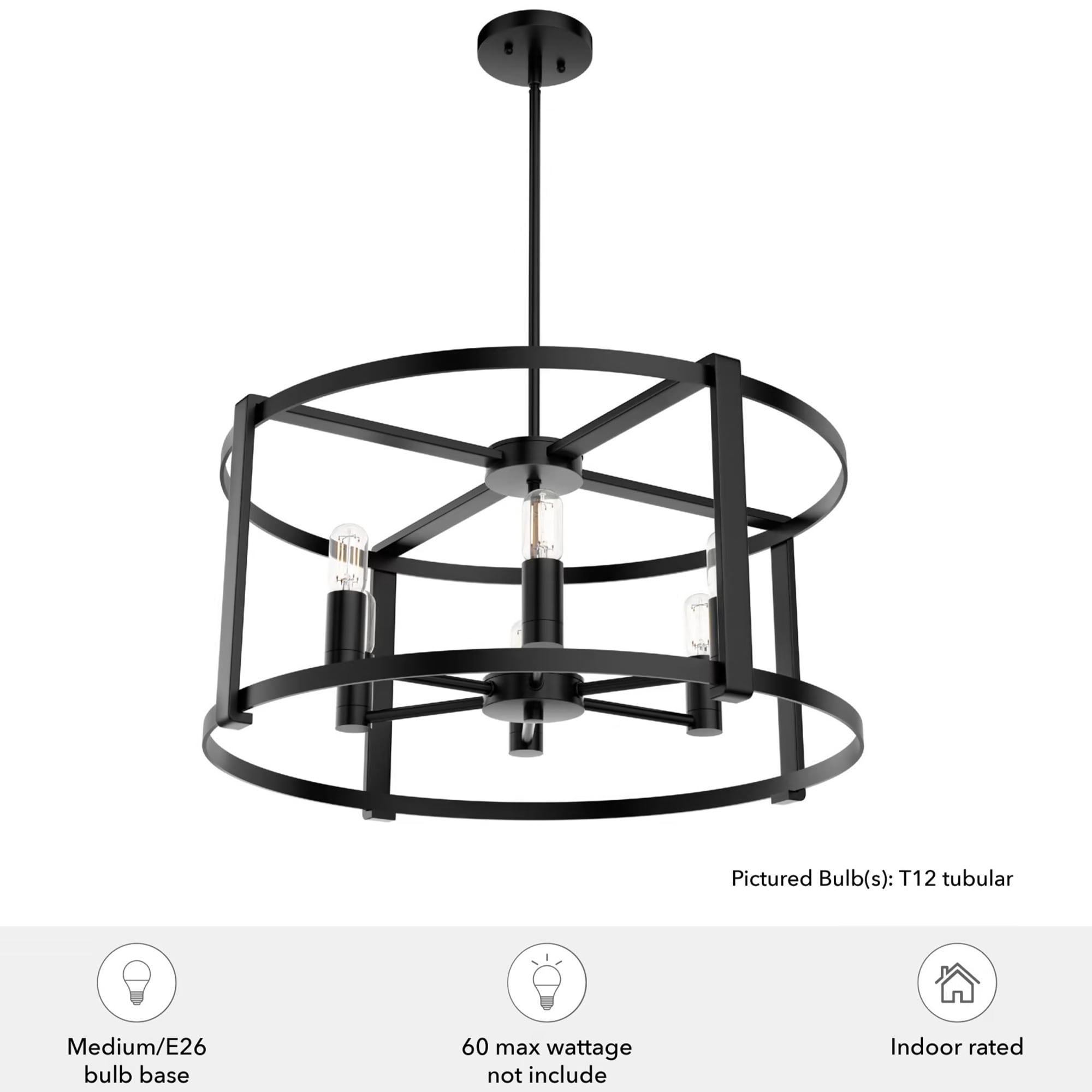 Hunter Astwood 26 in. 6-Light Chandelier - Matte Black, , hires